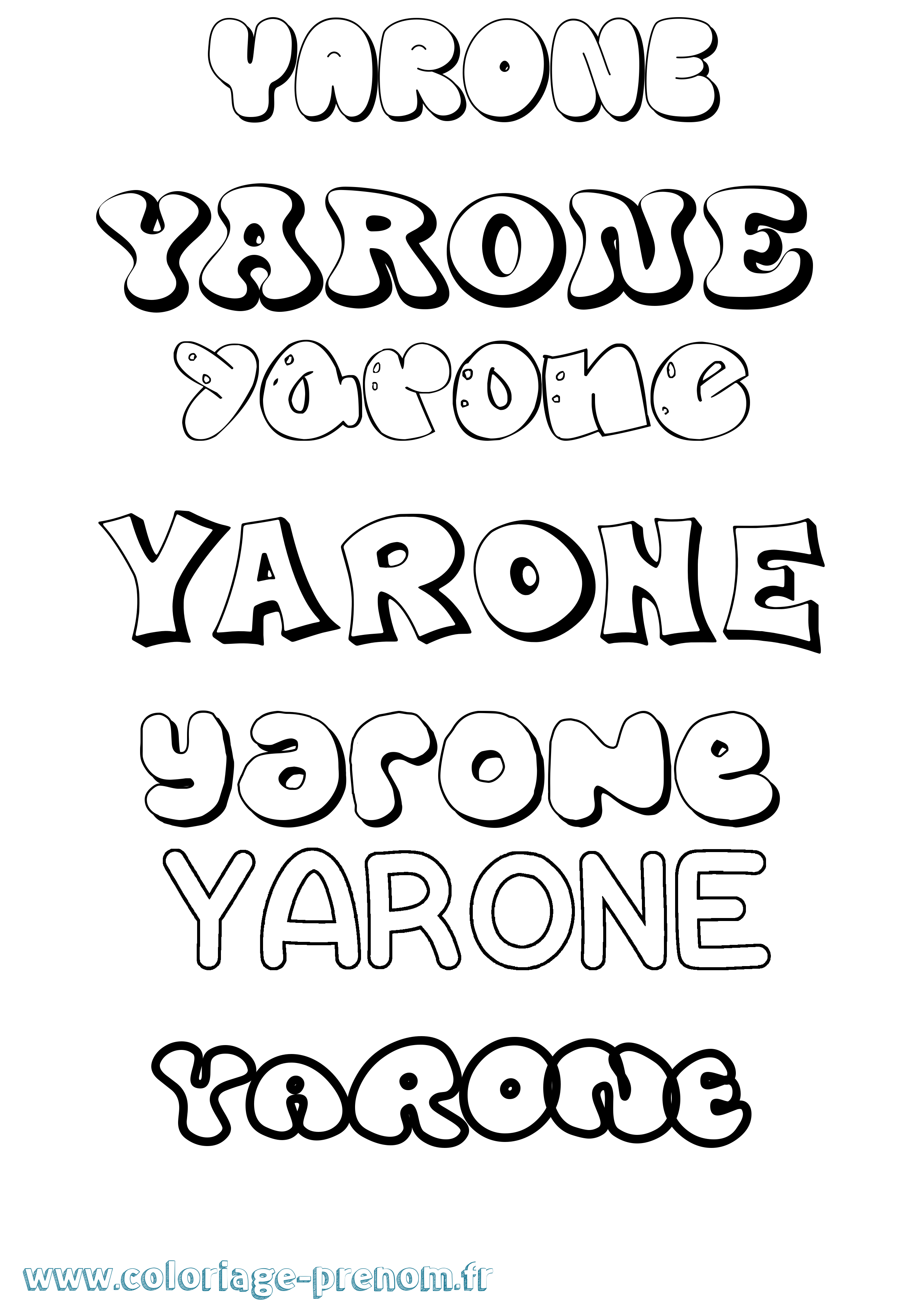 Coloriage Yarone Bubble Coloriage prénom Yarone Bubble