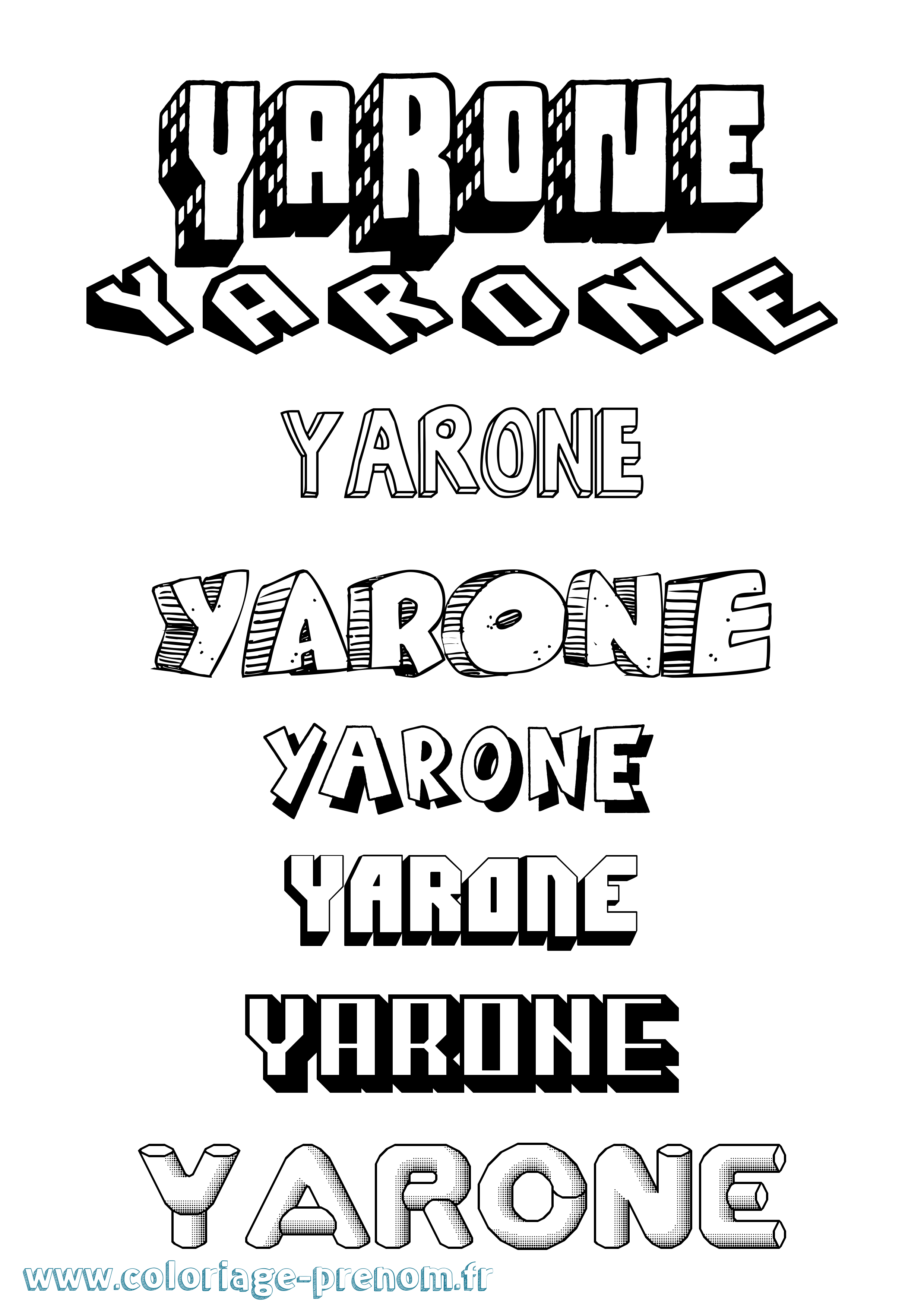 Coloriage Yarone Effet 3D Coloriage prénom Yarone Effet 3D