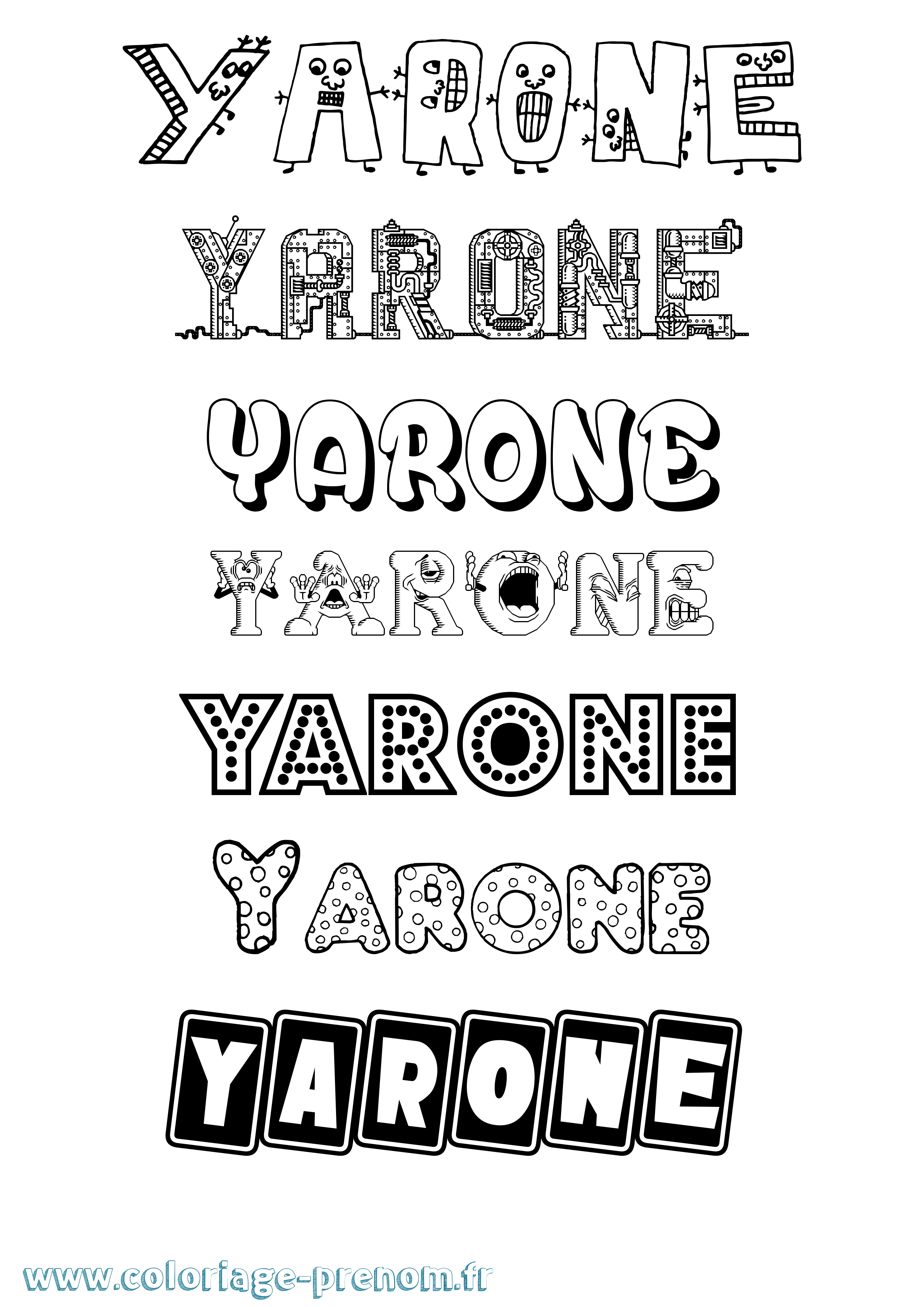 Coloriage Yarone Fun Coloriage prénom Yarone Fun