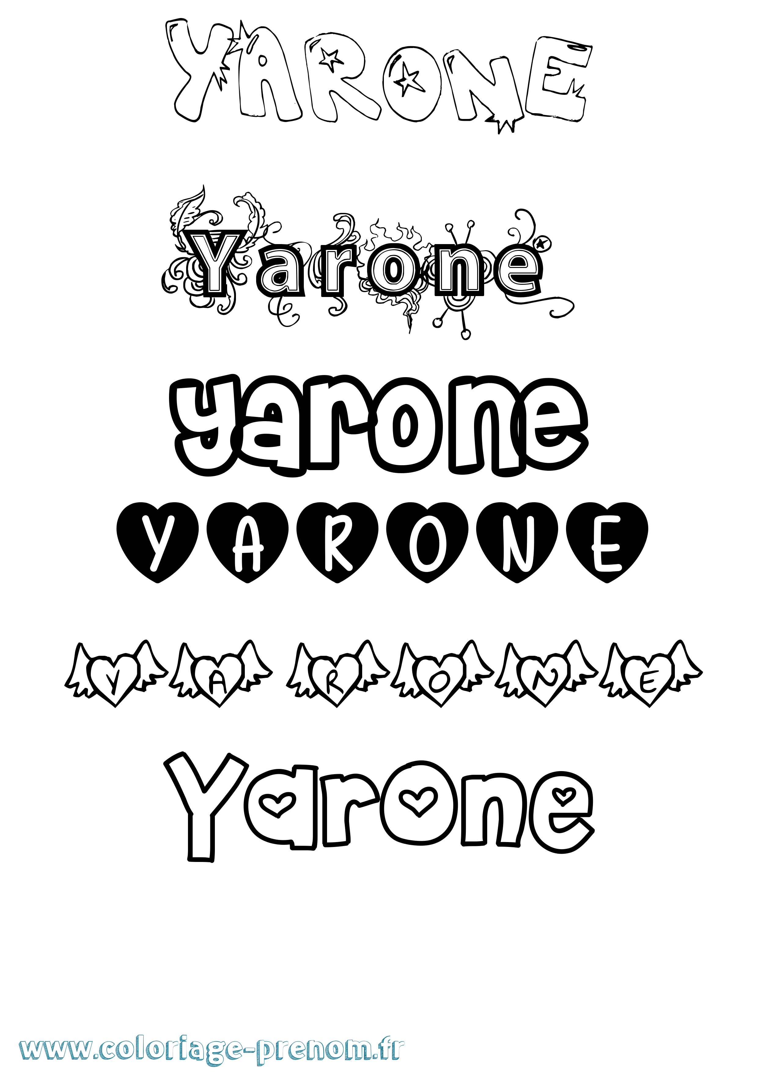 Coloriage Yarone Girly Coloriage prénom Yarone Girly