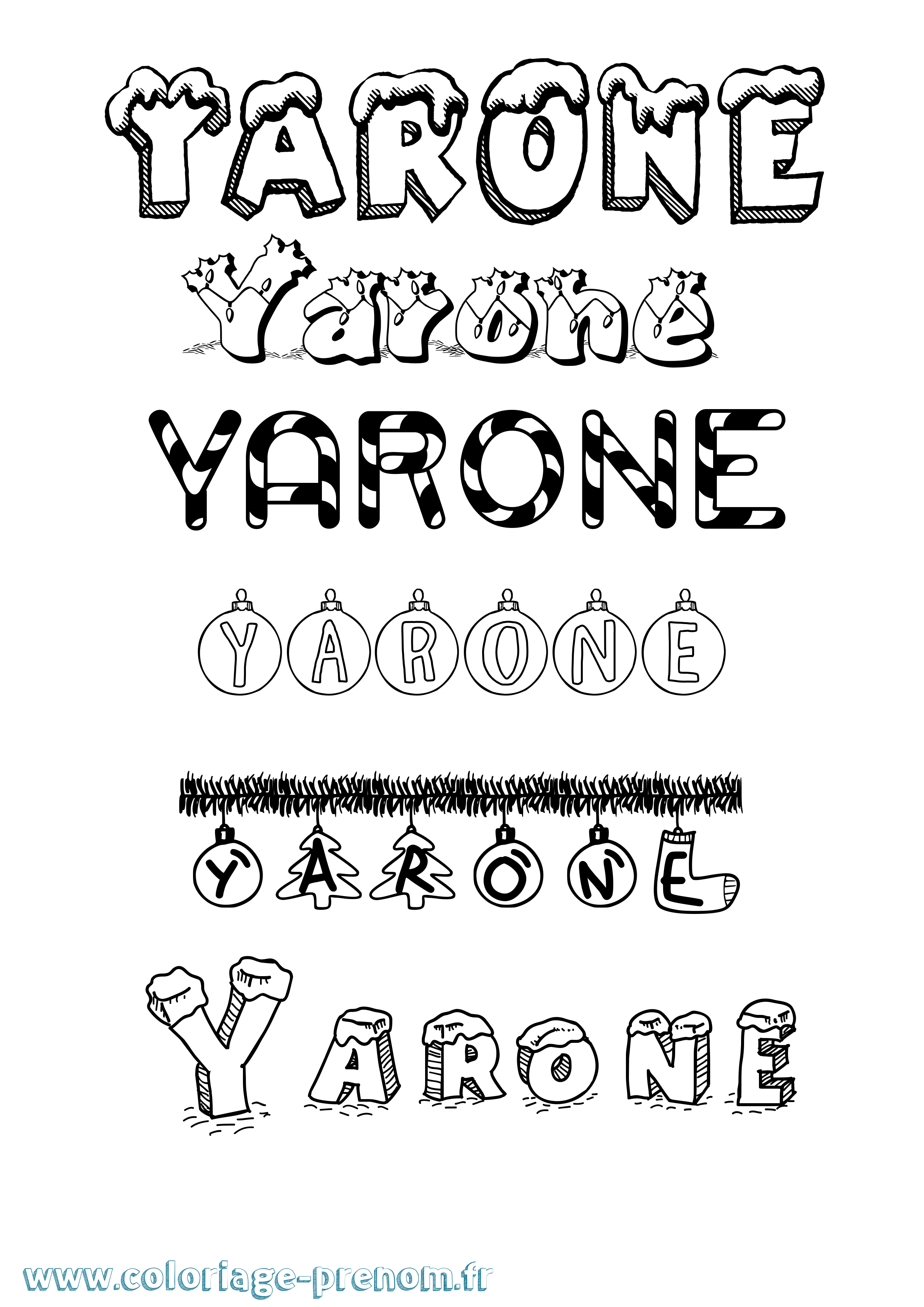 Coloriage Yarone Noël Coloriage prénom Yarone Noël