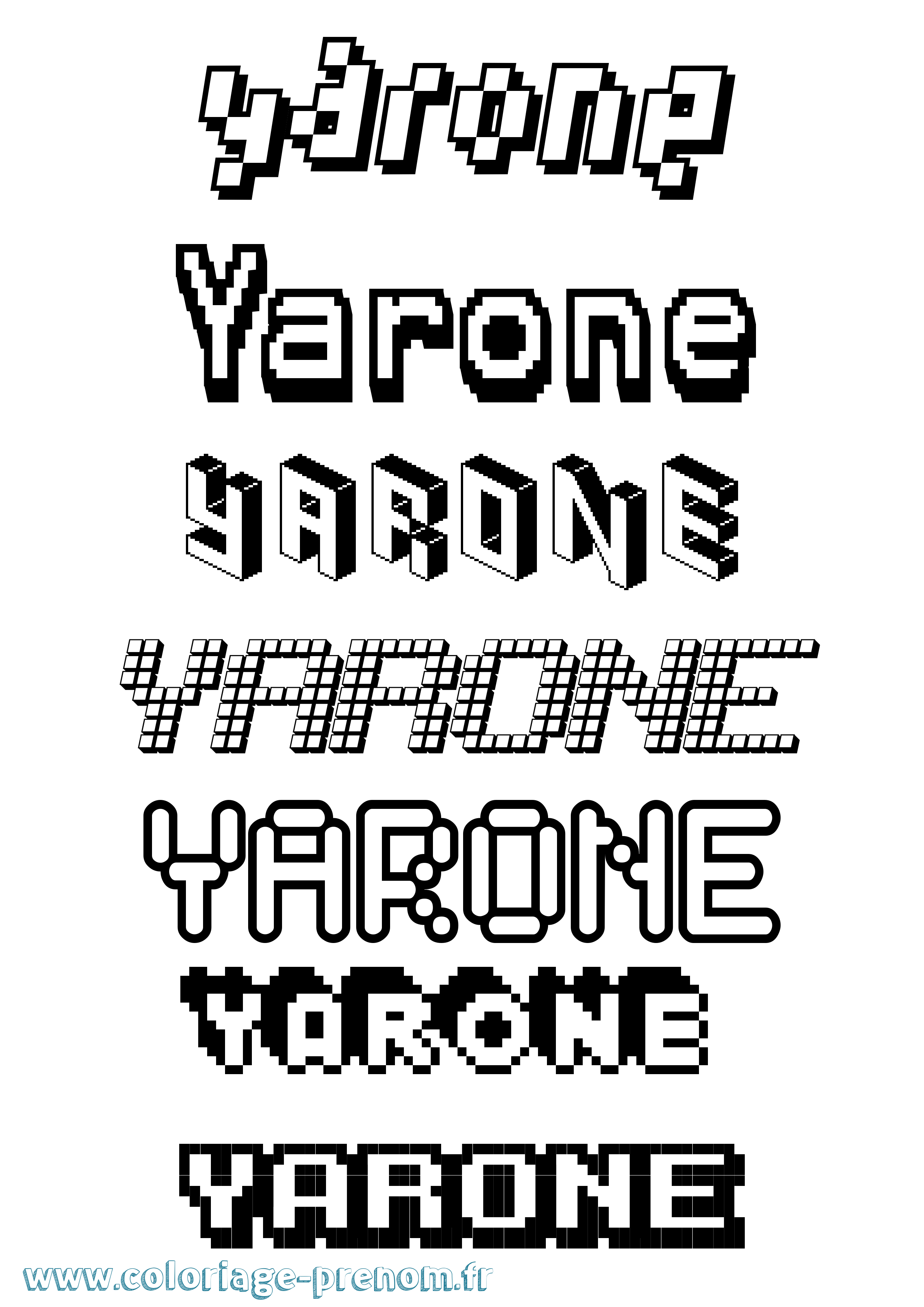 Coloriage Yarone Pixel Coloriage prénom Yarone Pixel