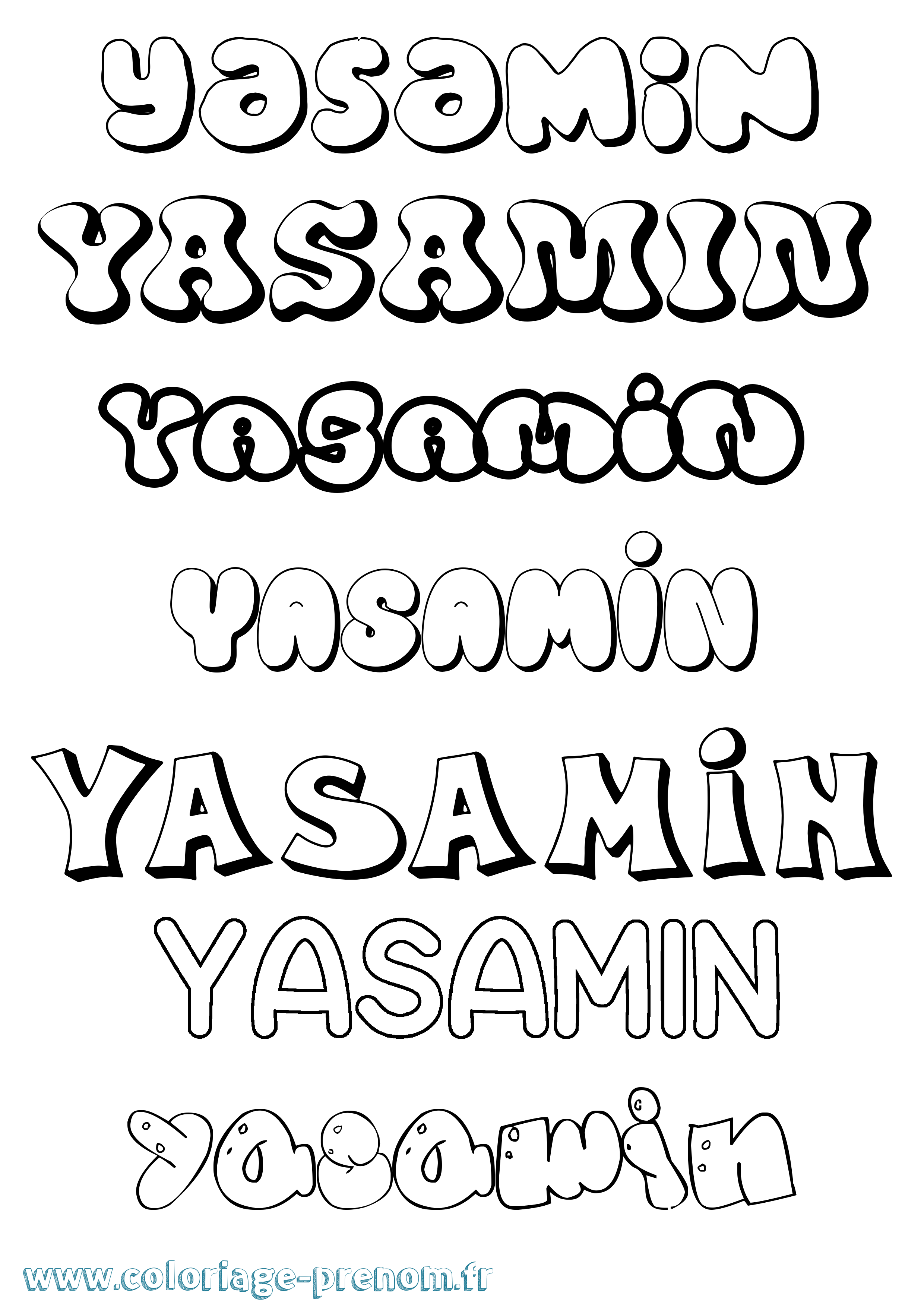 Coloriage Yasamin Bubble Coloriage prénom Yasamin Bubble
