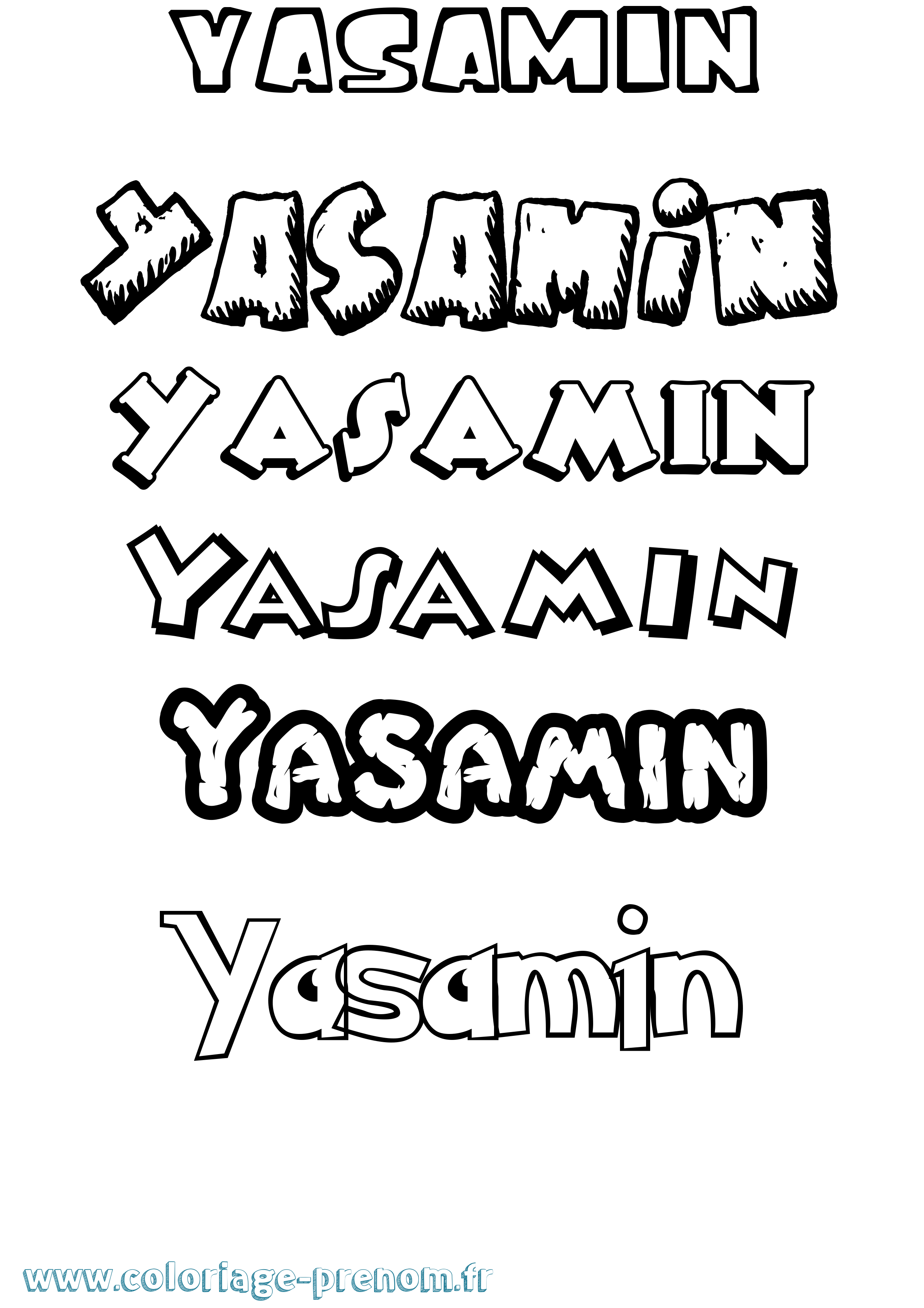 Coloriage Yasamin Dessin Animé Coloriage prénom Yasamin Dessin Animé
