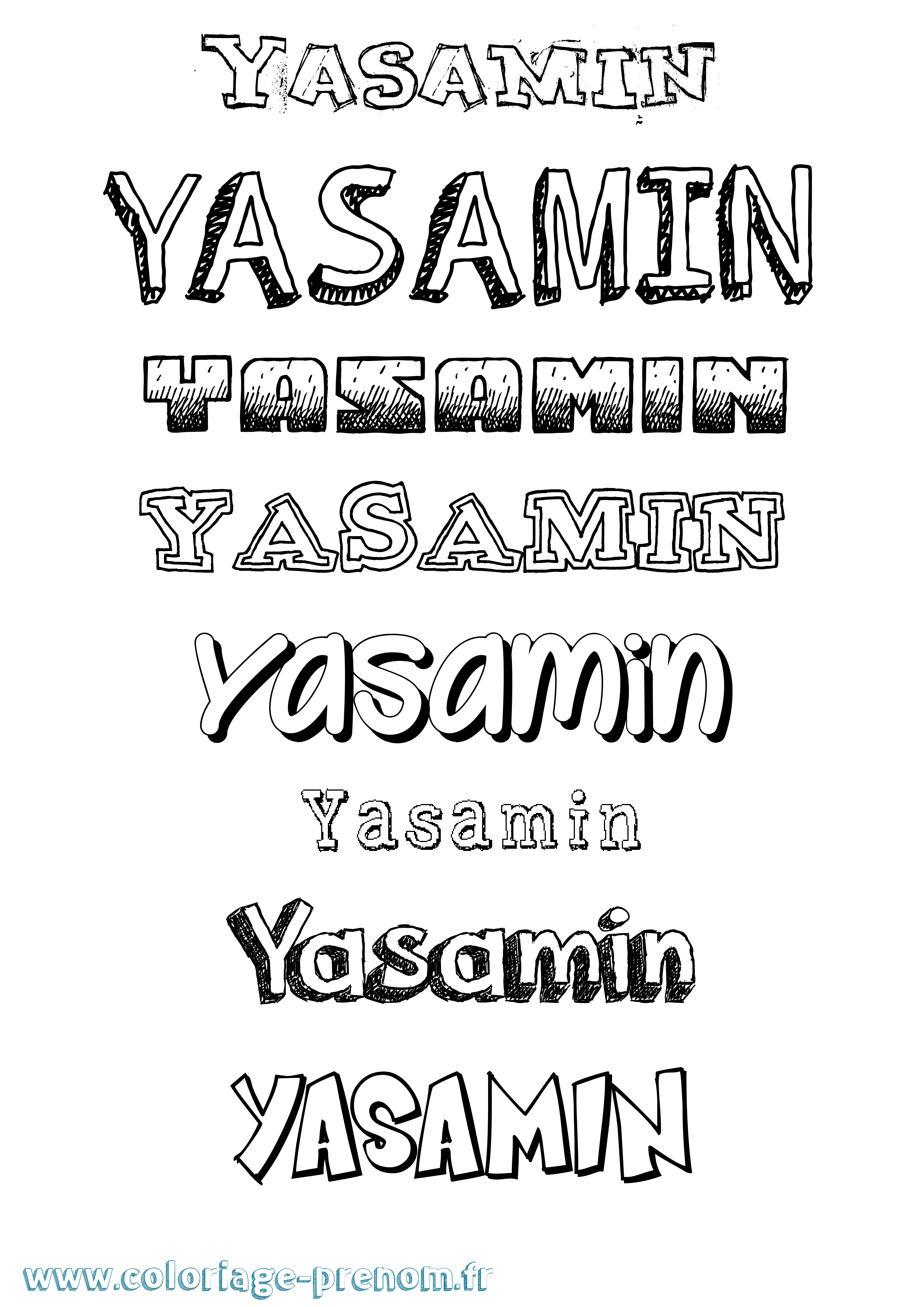Coloriage Yasamin Dessiné Coloriage prénom Yasamin Dessiné