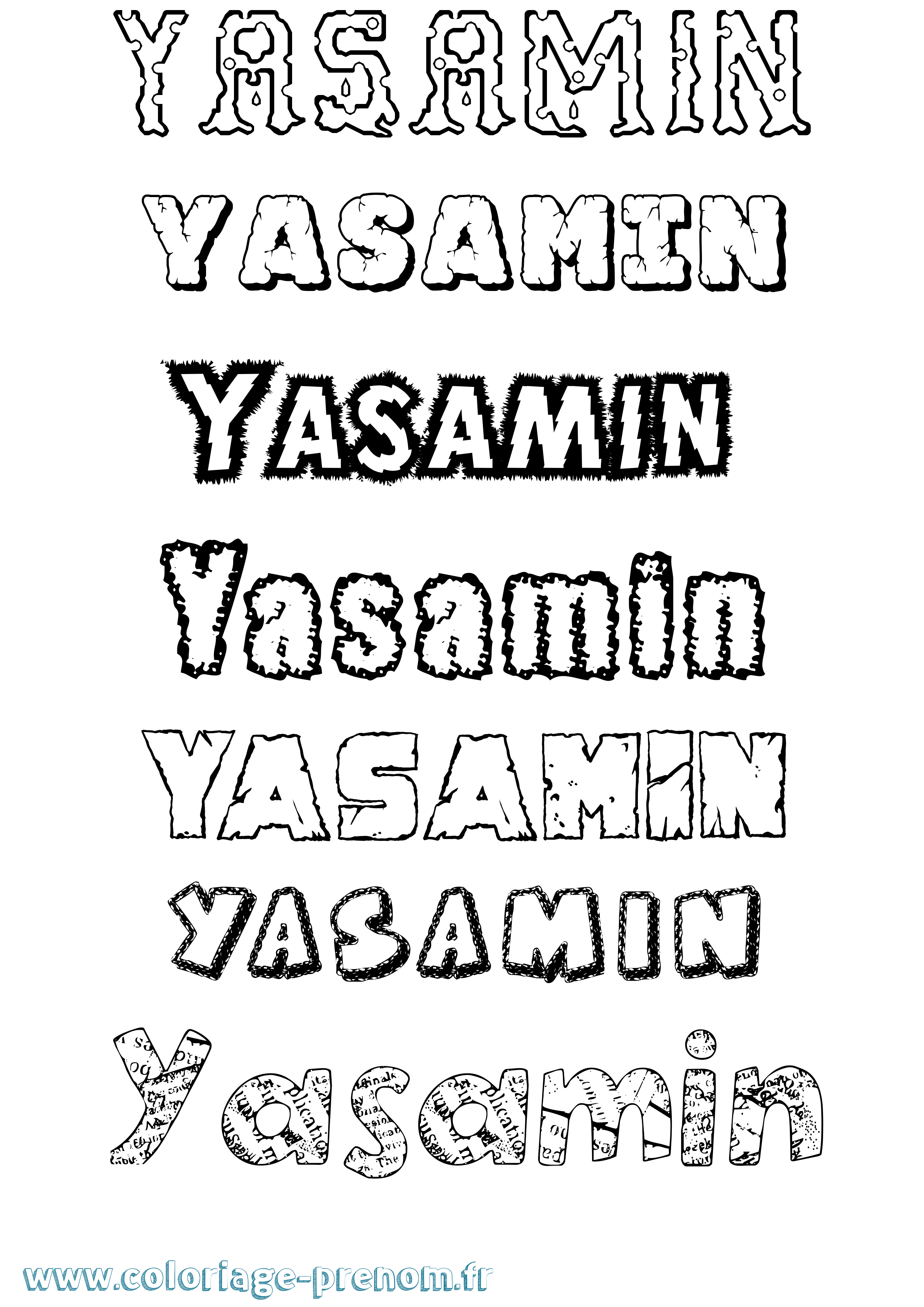 Coloriage Yasamin Destructuré Coloriage prénom Yasamin Destructuré
