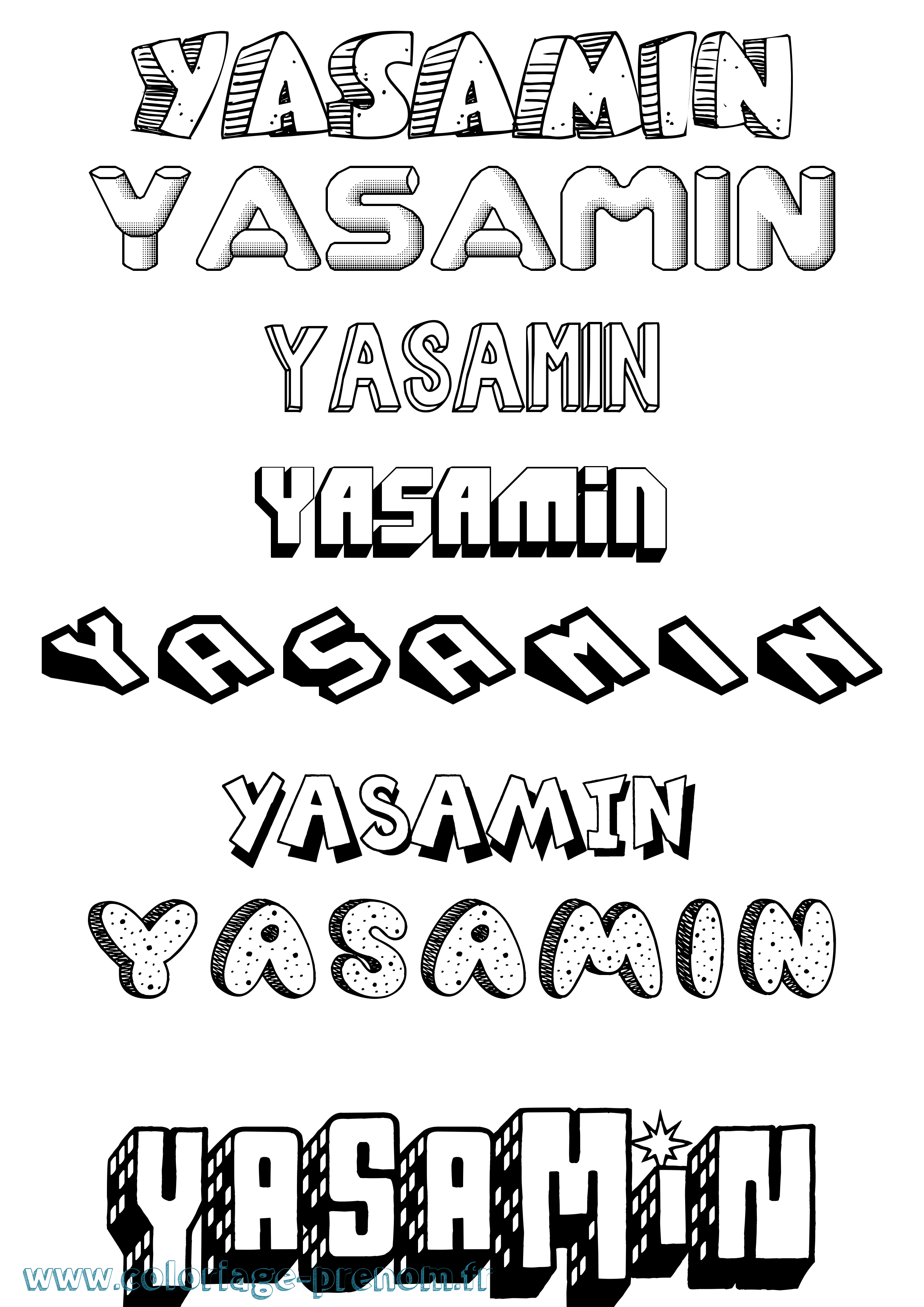 Coloriage Yasamin Effet 3D Coloriage prénom Yasamin Effet 3D