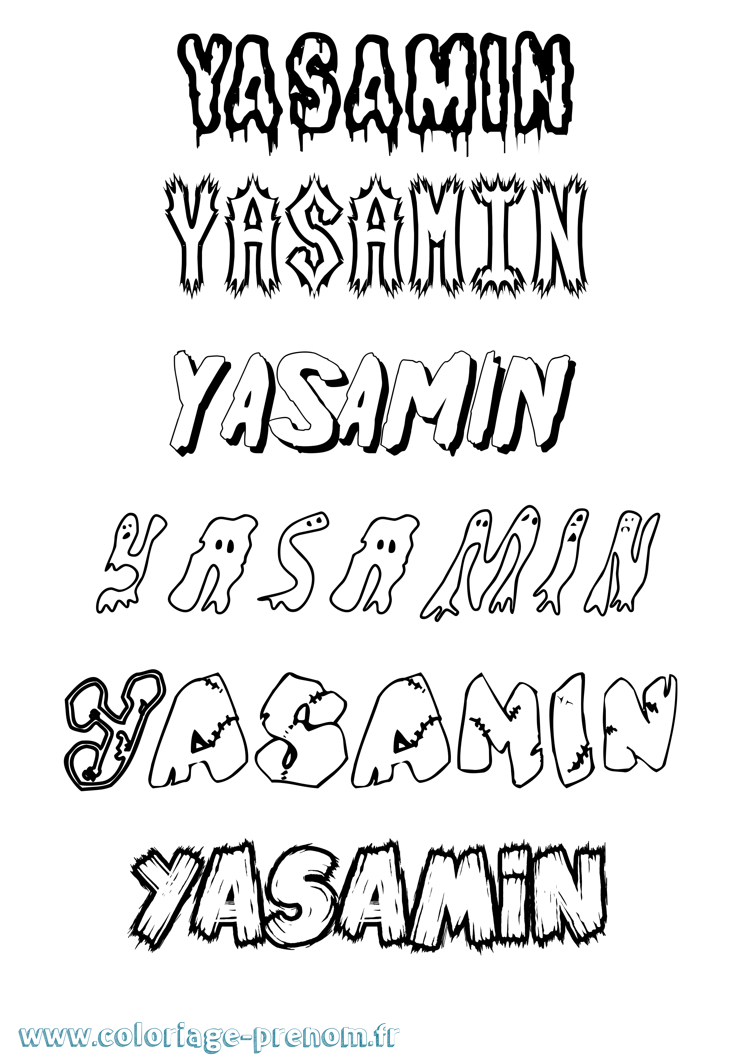 Coloriage Yasamin Frisson Coloriage prénom Yasamin Frisson