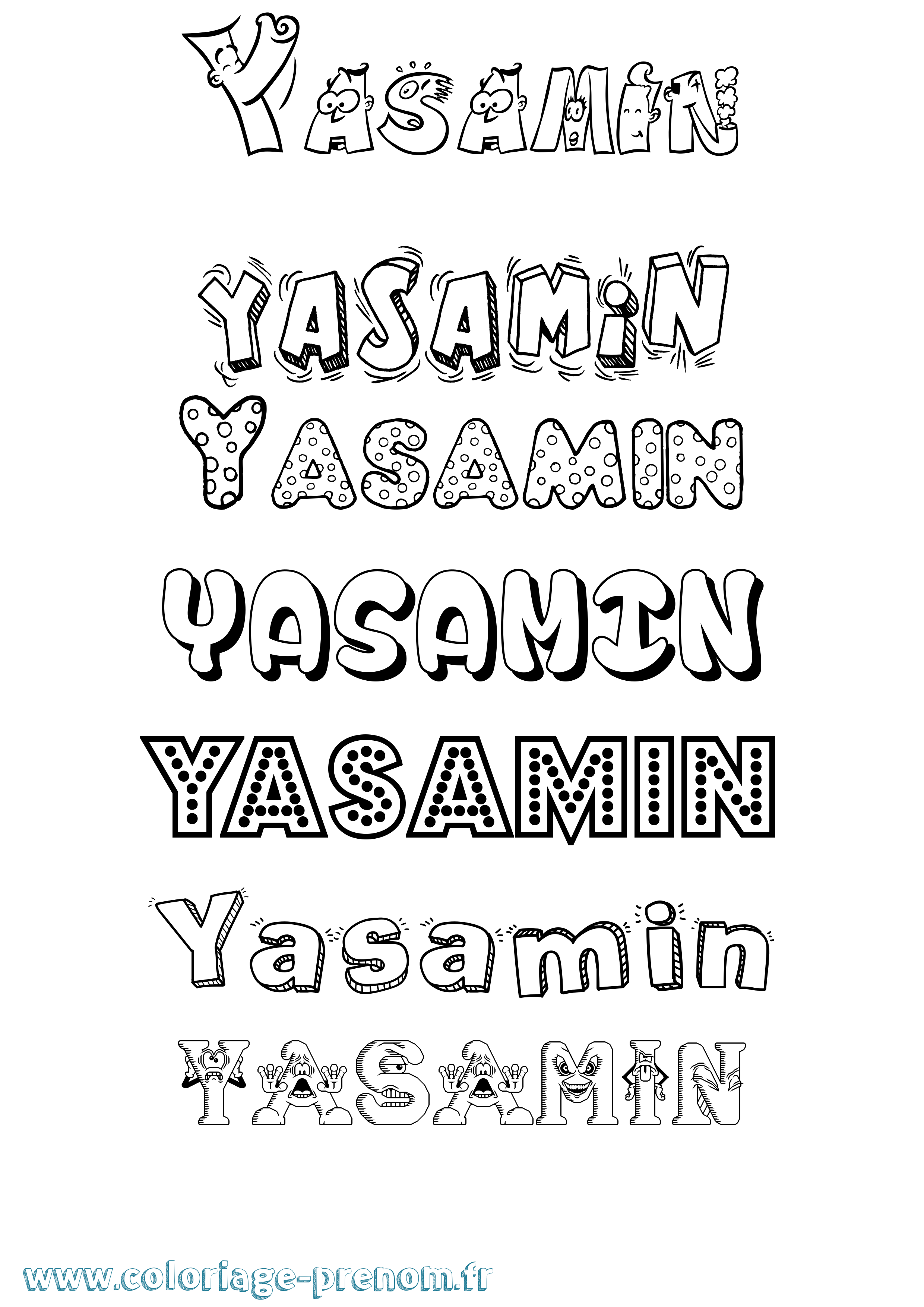 Coloriage Yasamin Fun Coloriage prénom Yasamin Fun