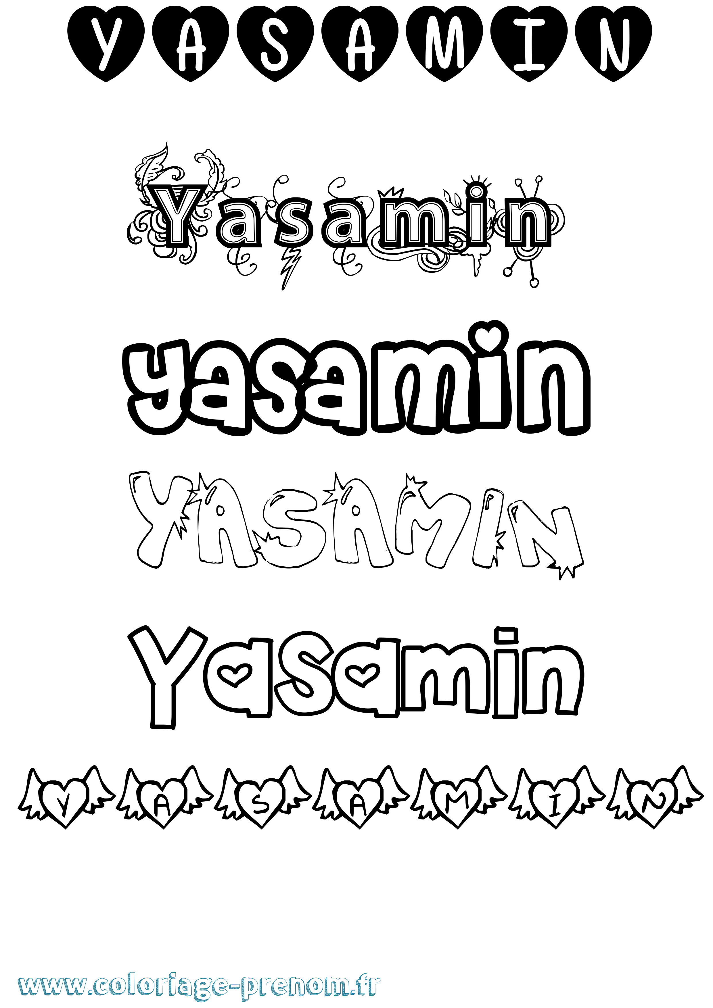 Coloriage Yasamin Girly Coloriage prénom Yasamin Girly