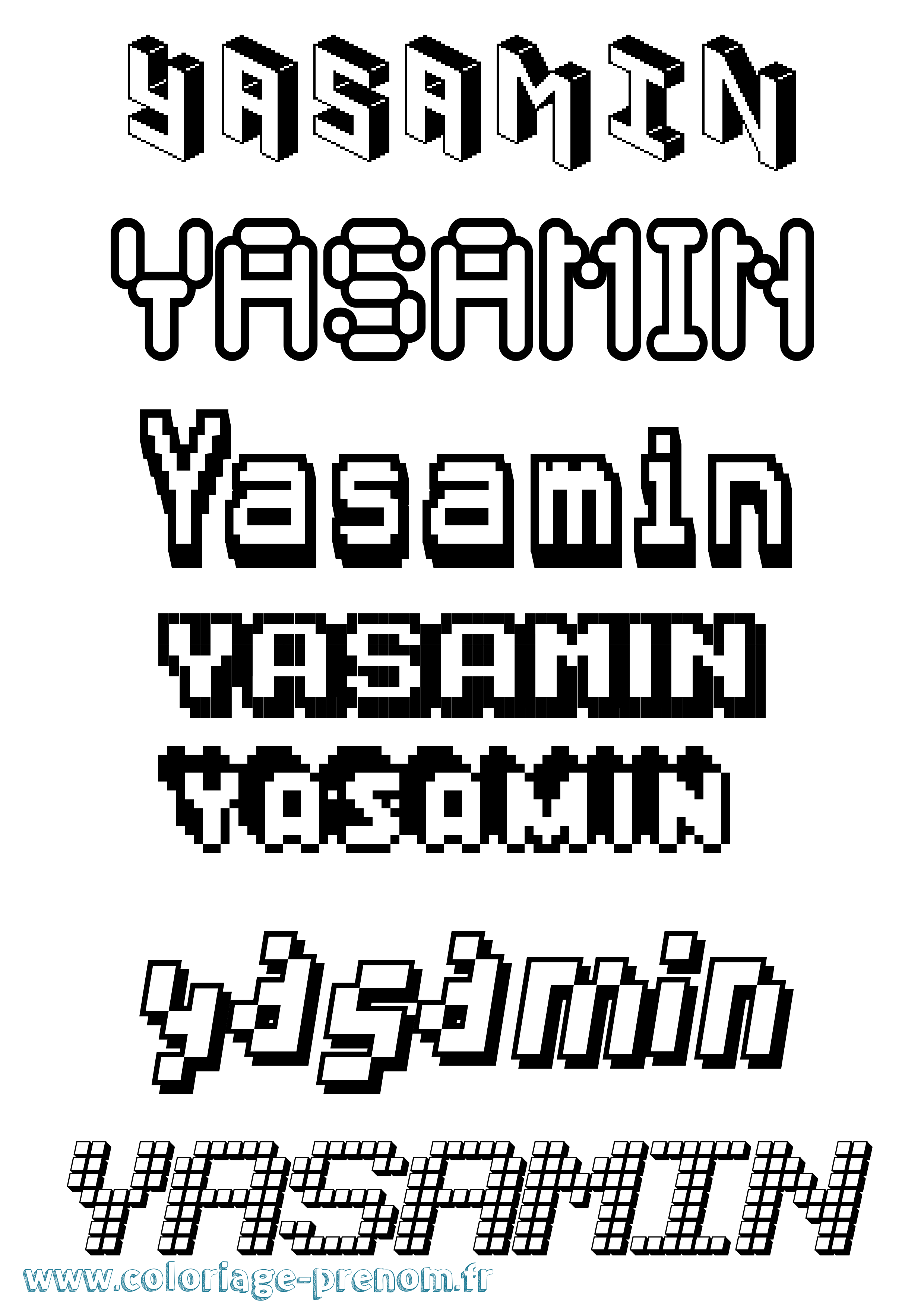 Coloriage Yasamin Pixel Coloriage prénom Yasamin Pixel