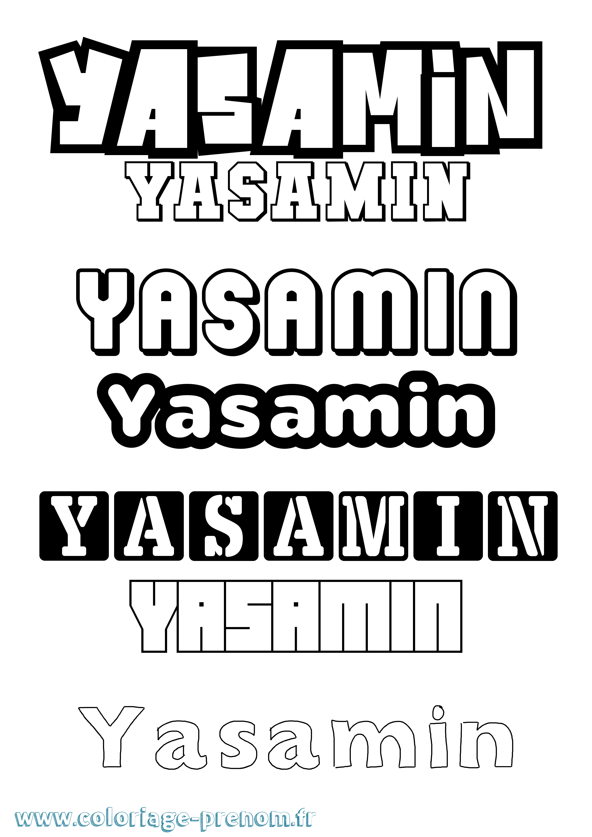 Coloriage Yasamin Simple Coloriage prénom Yasamin Simple