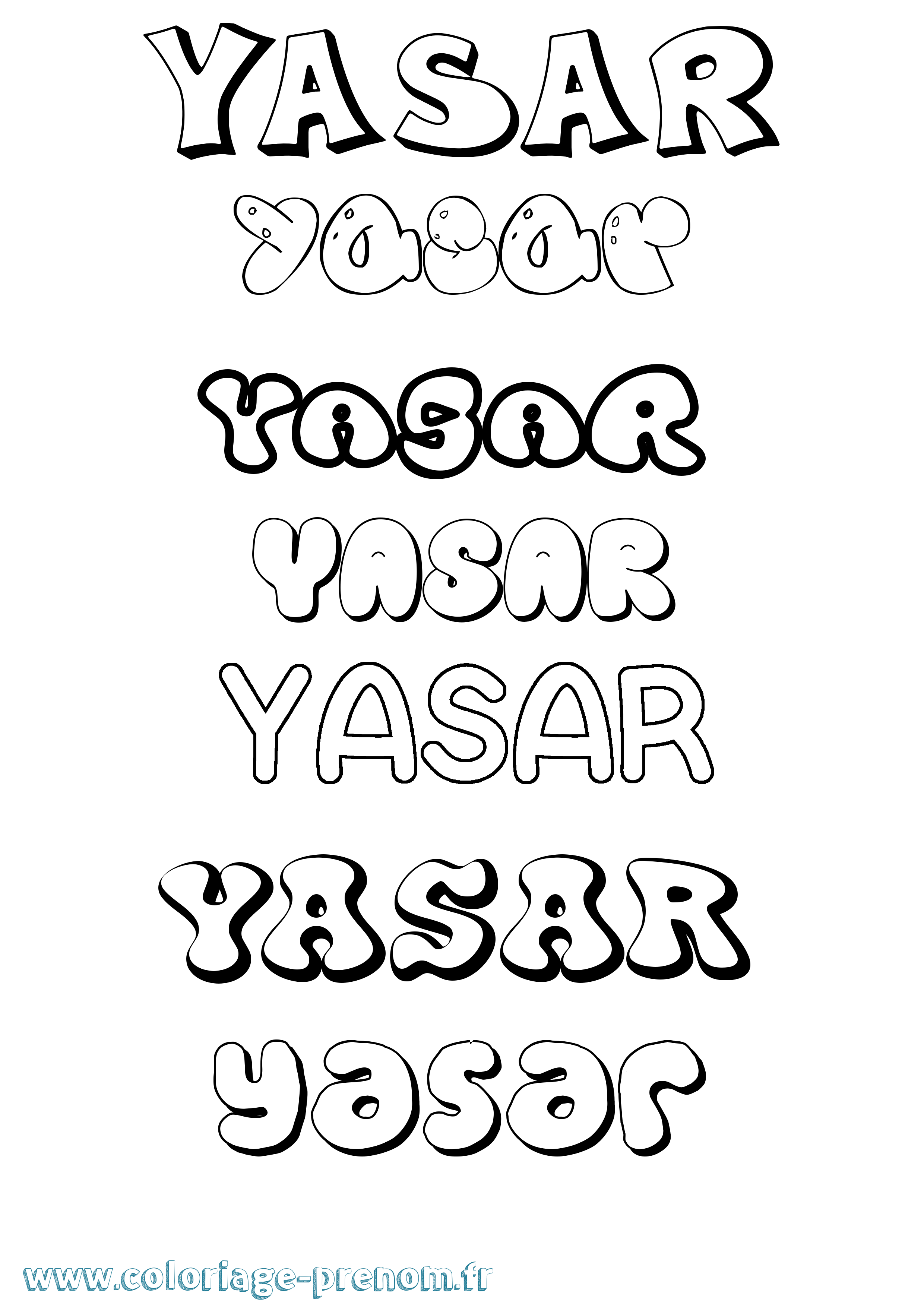 Coloriage Yasar Bubble Coloriage prénom Yasar Bubble