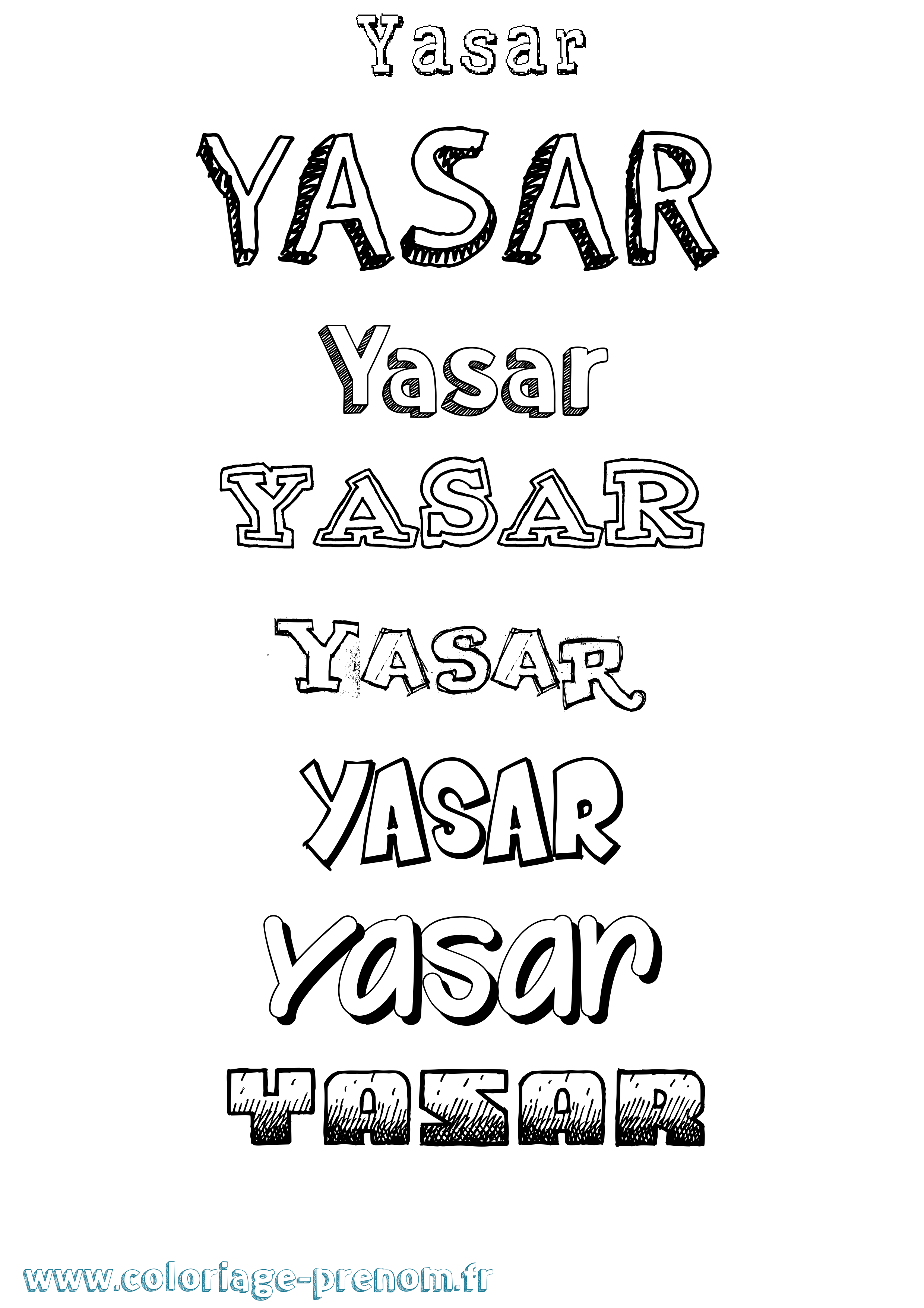 Coloriage Yasar Dessiné Coloriage prénom Yasar Dessiné