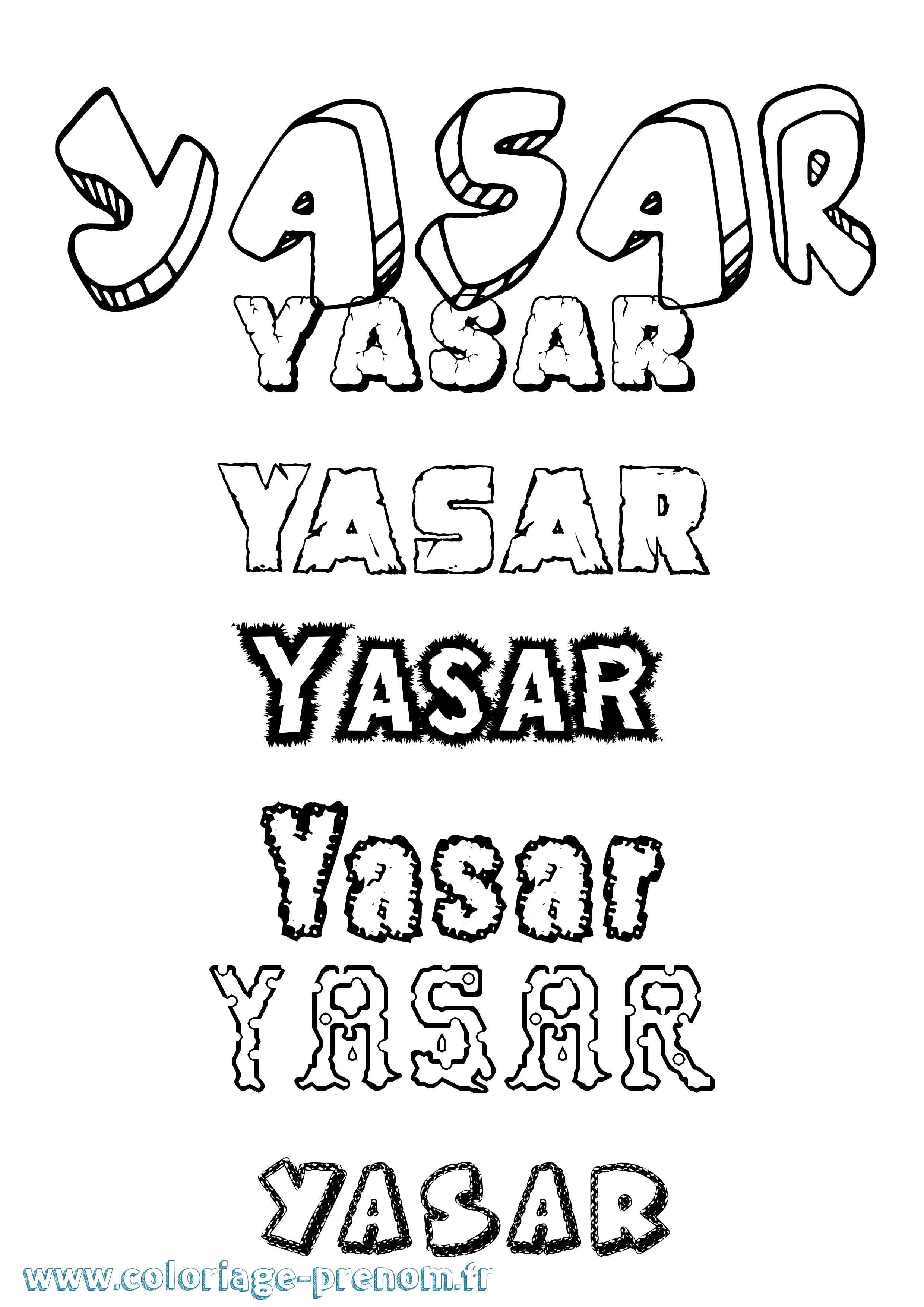 Coloriage Yasar Destructuré Coloriage prénom Yasar Destructuré