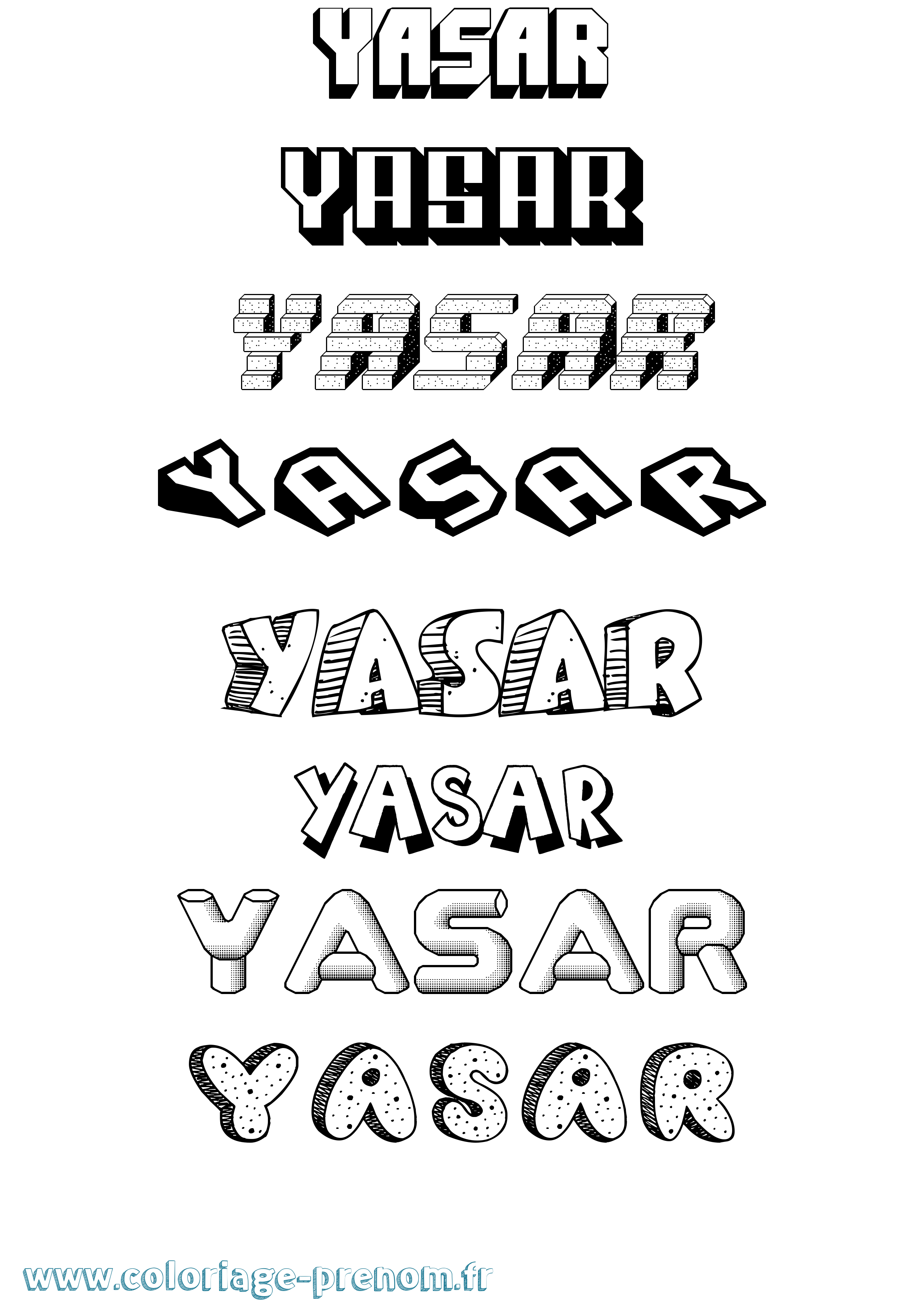 Coloriage Yasar Effet 3D Coloriage prénom Yasar Effet 3D