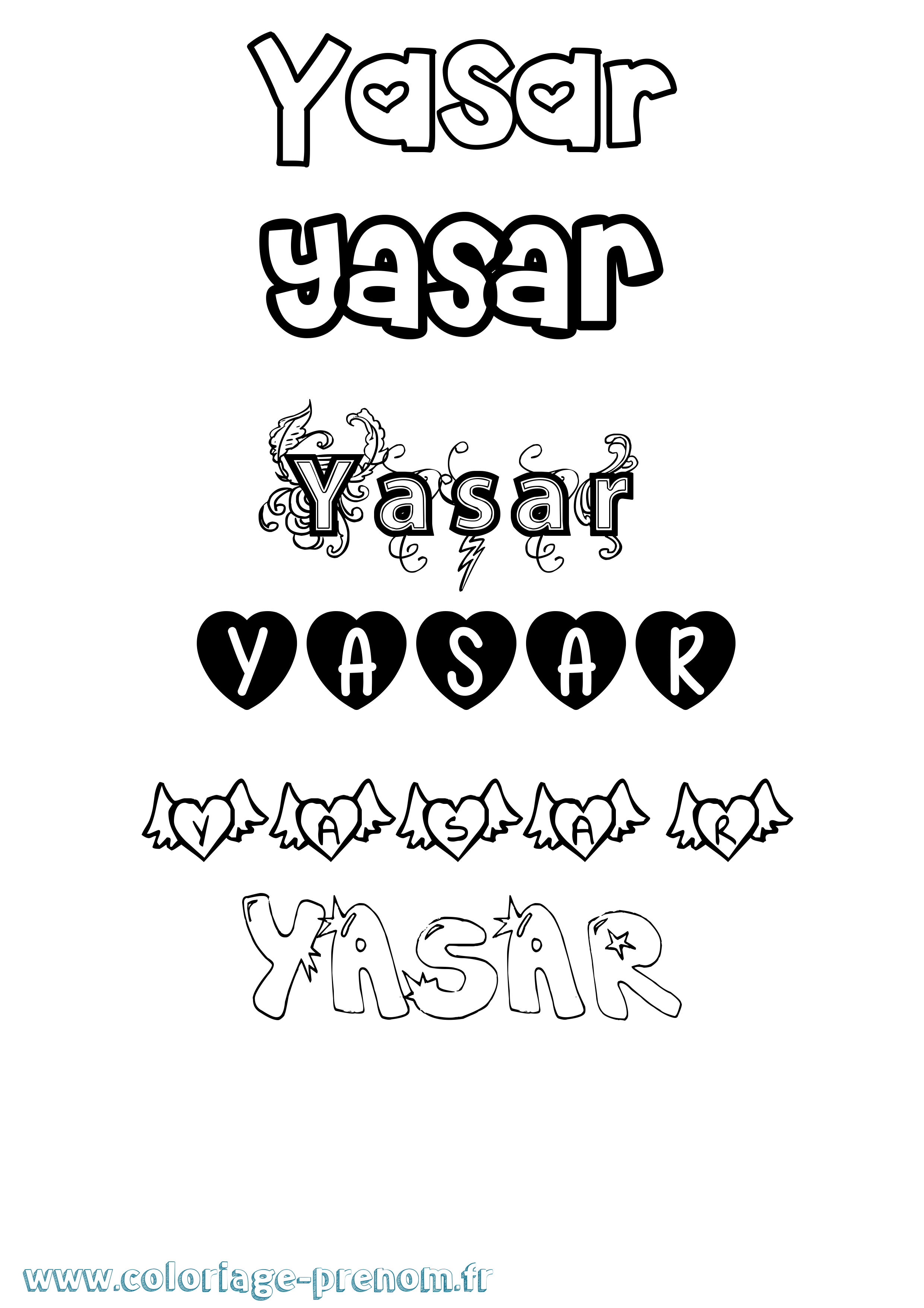 Coloriage Yasar Girly Coloriage prénom Yasar Girly