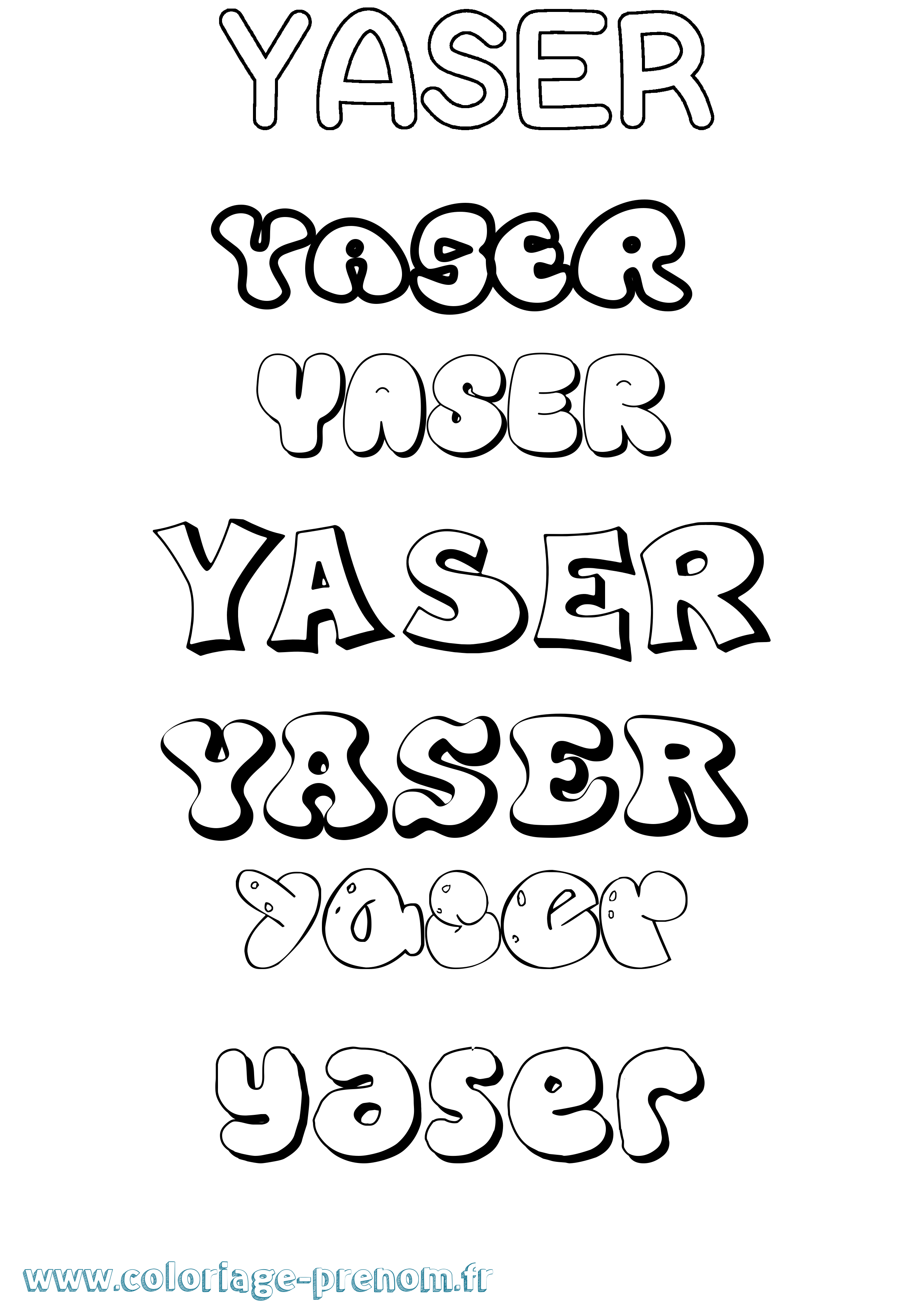 Coloriage Yaser Bubble Coloriage prénom Yaser Bubble