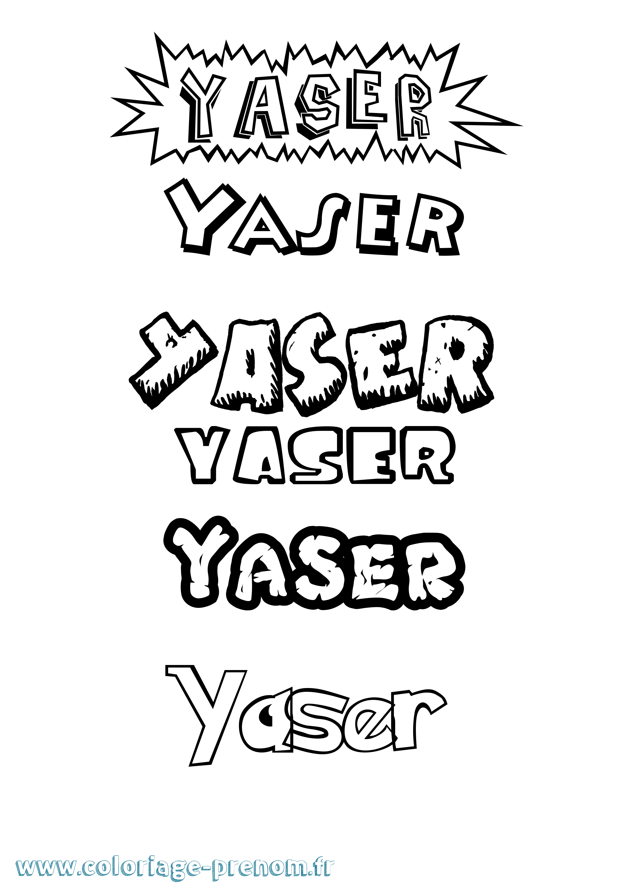 Coloriage Yaser Dessin Animé Coloriage prénom Yaser Dessin Animé