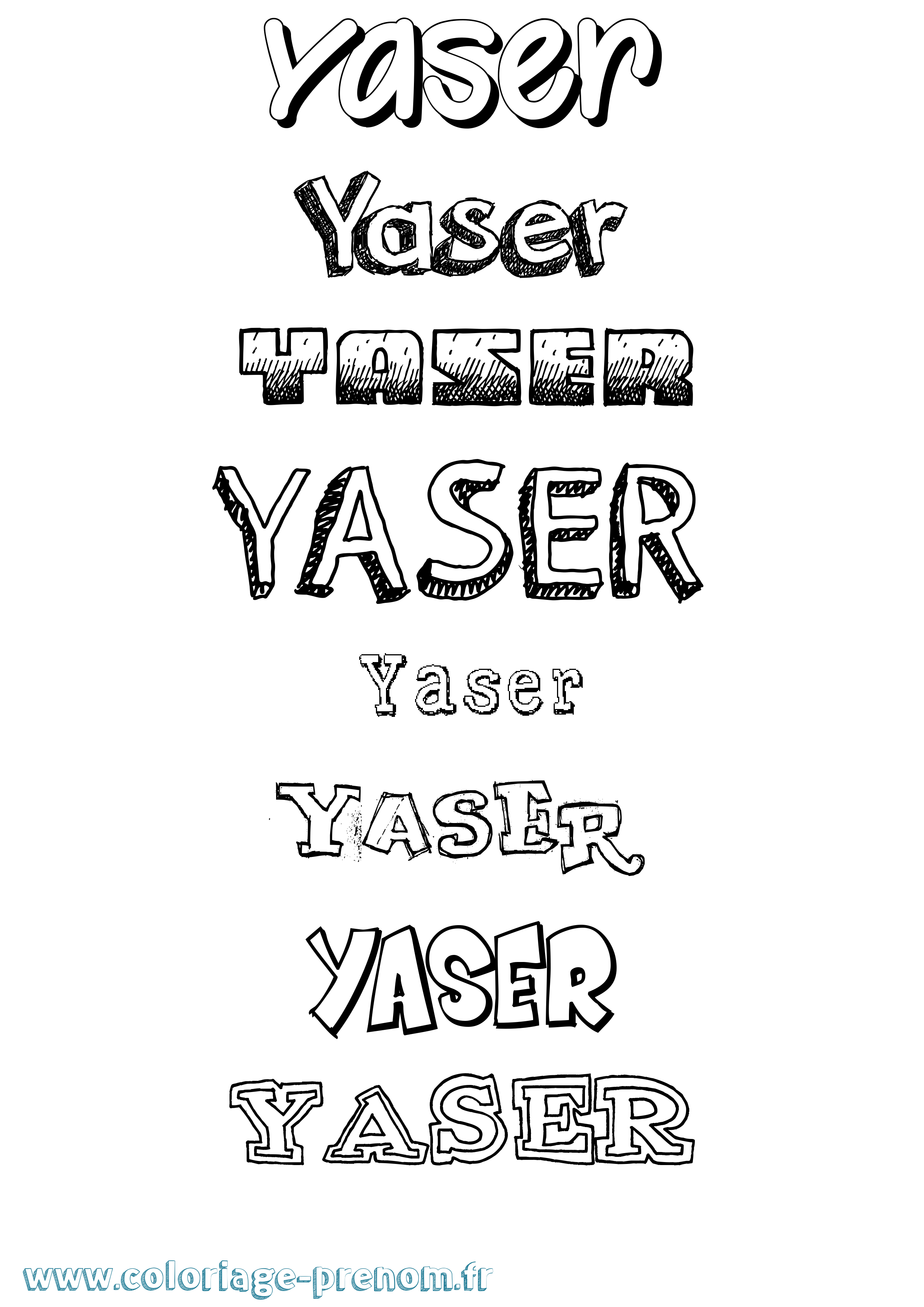 Coloriage Yaser Dessiné Coloriage prénom Yaser Dessiné
