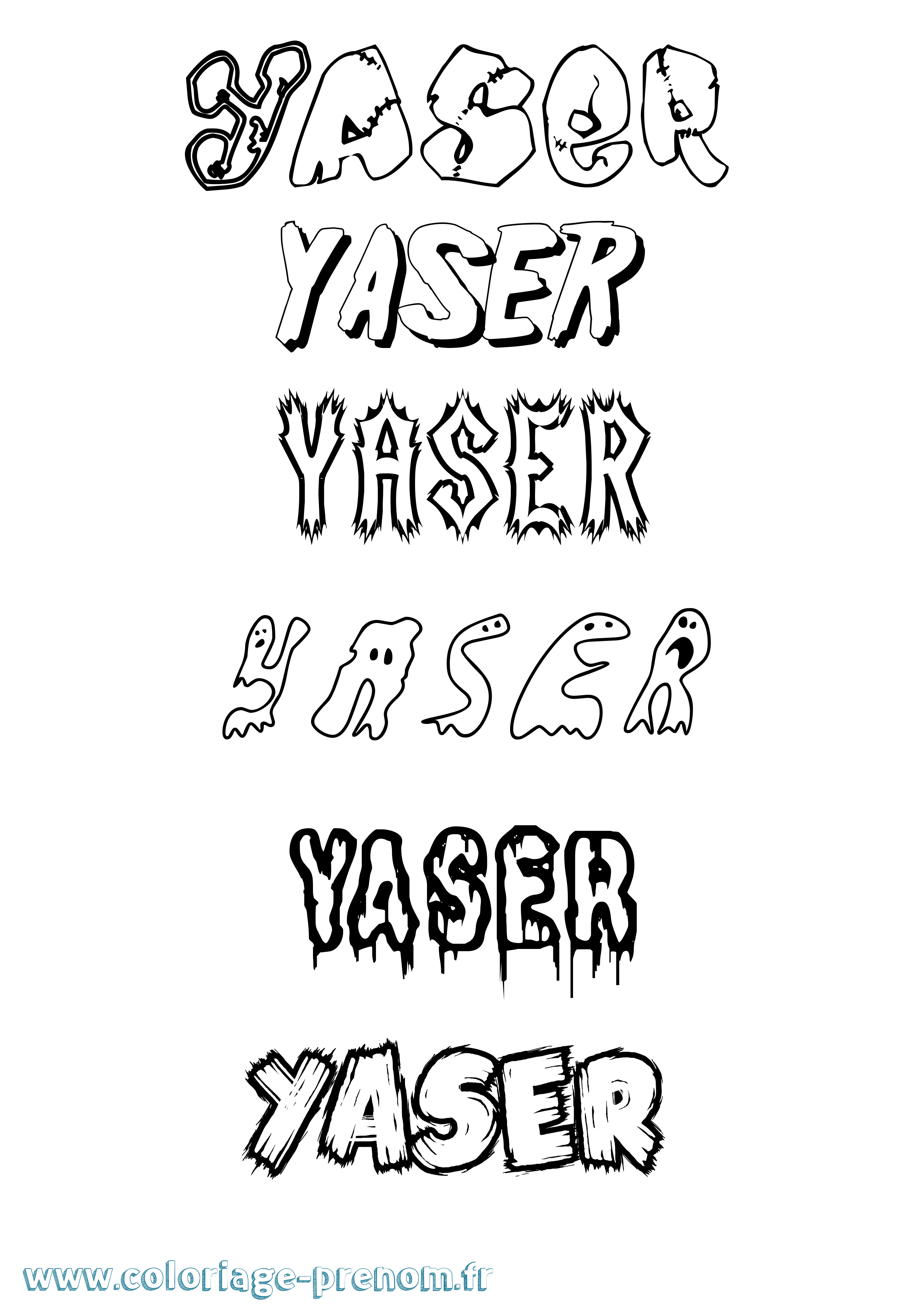 Coloriage Yaser Frisson Coloriage prénom Yaser Frisson