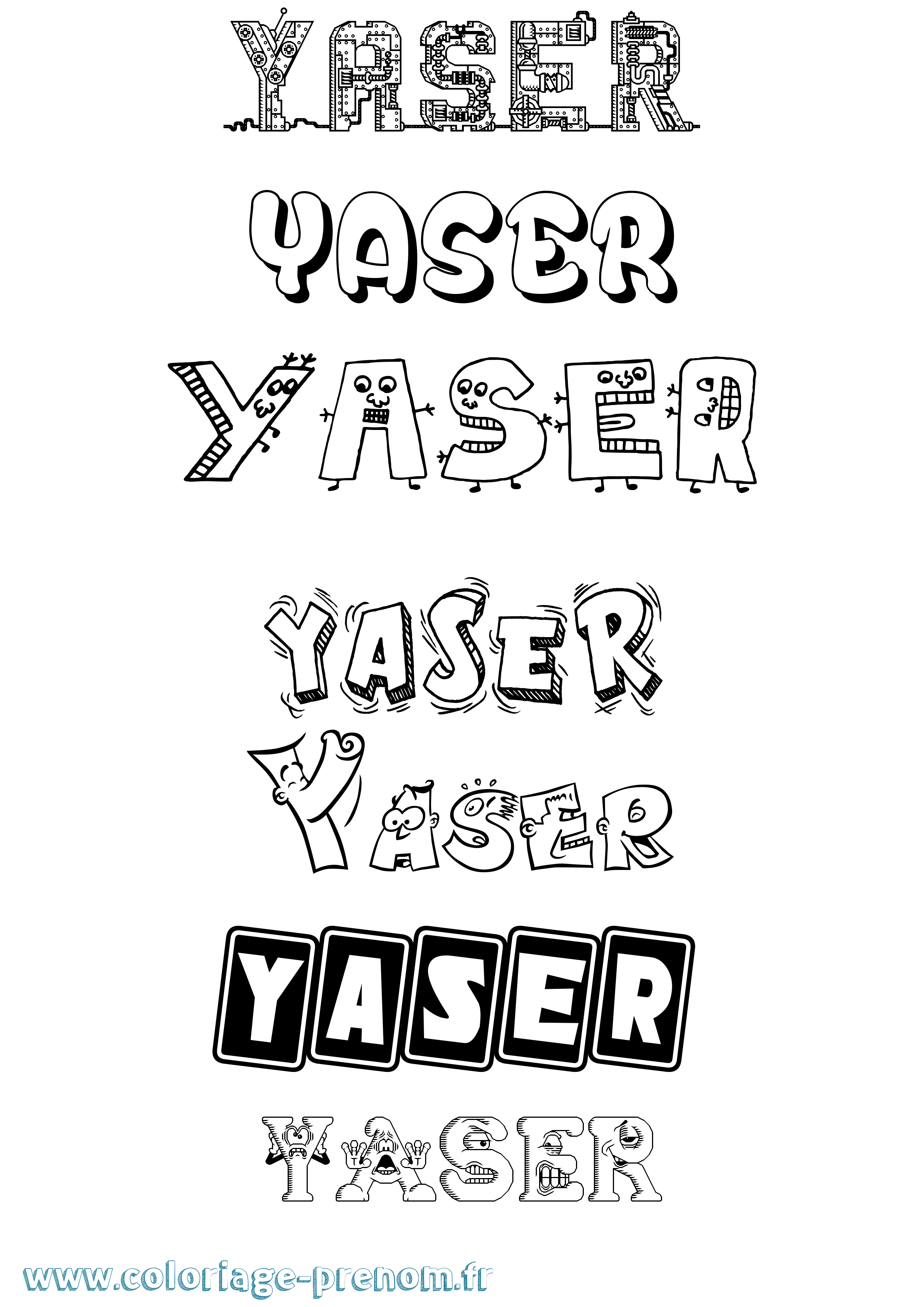 Coloriage Yaser Fun Coloriage prénom Yaser Fun