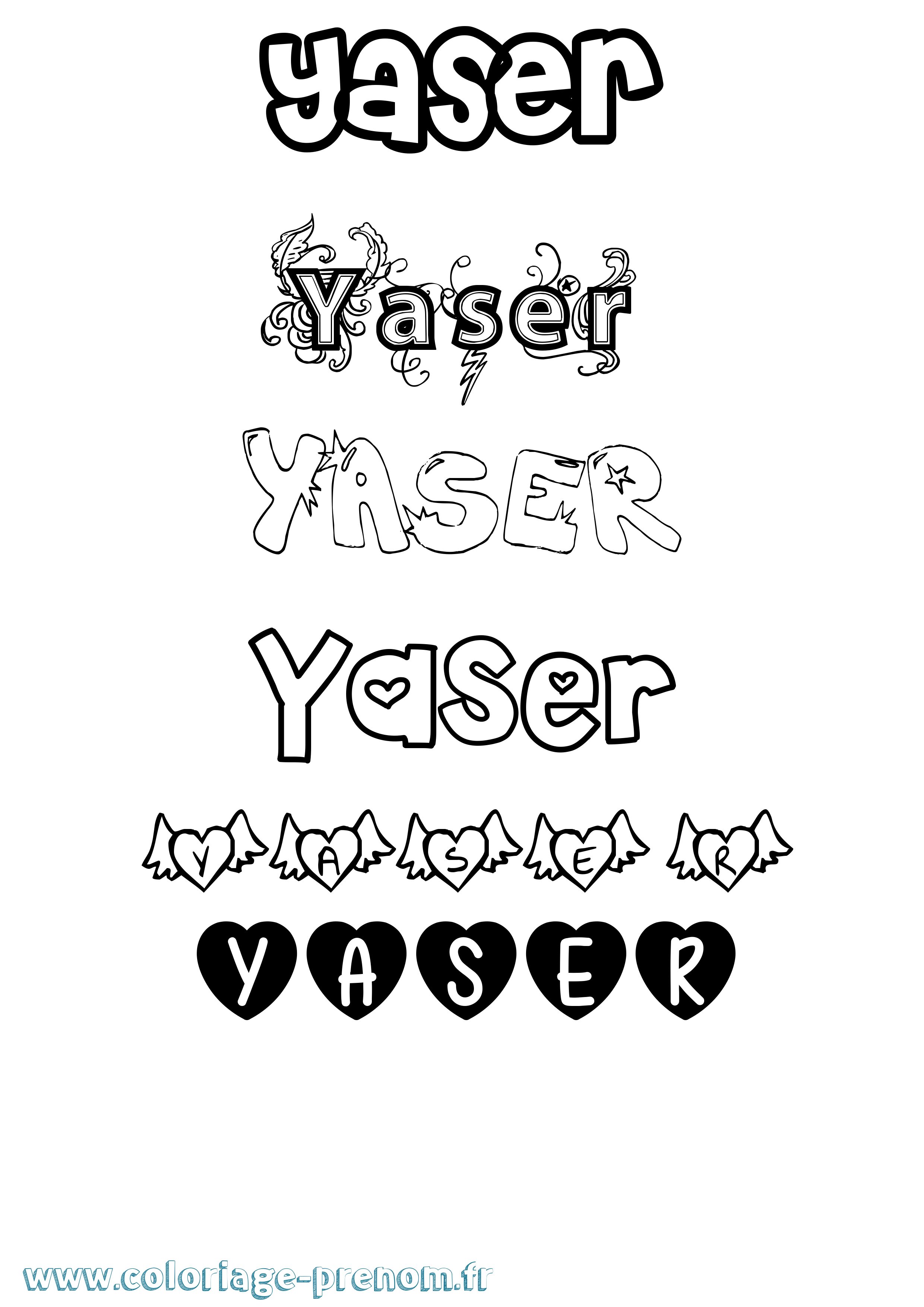Coloriage Yaser Girly Coloriage prénom Yaser Girly