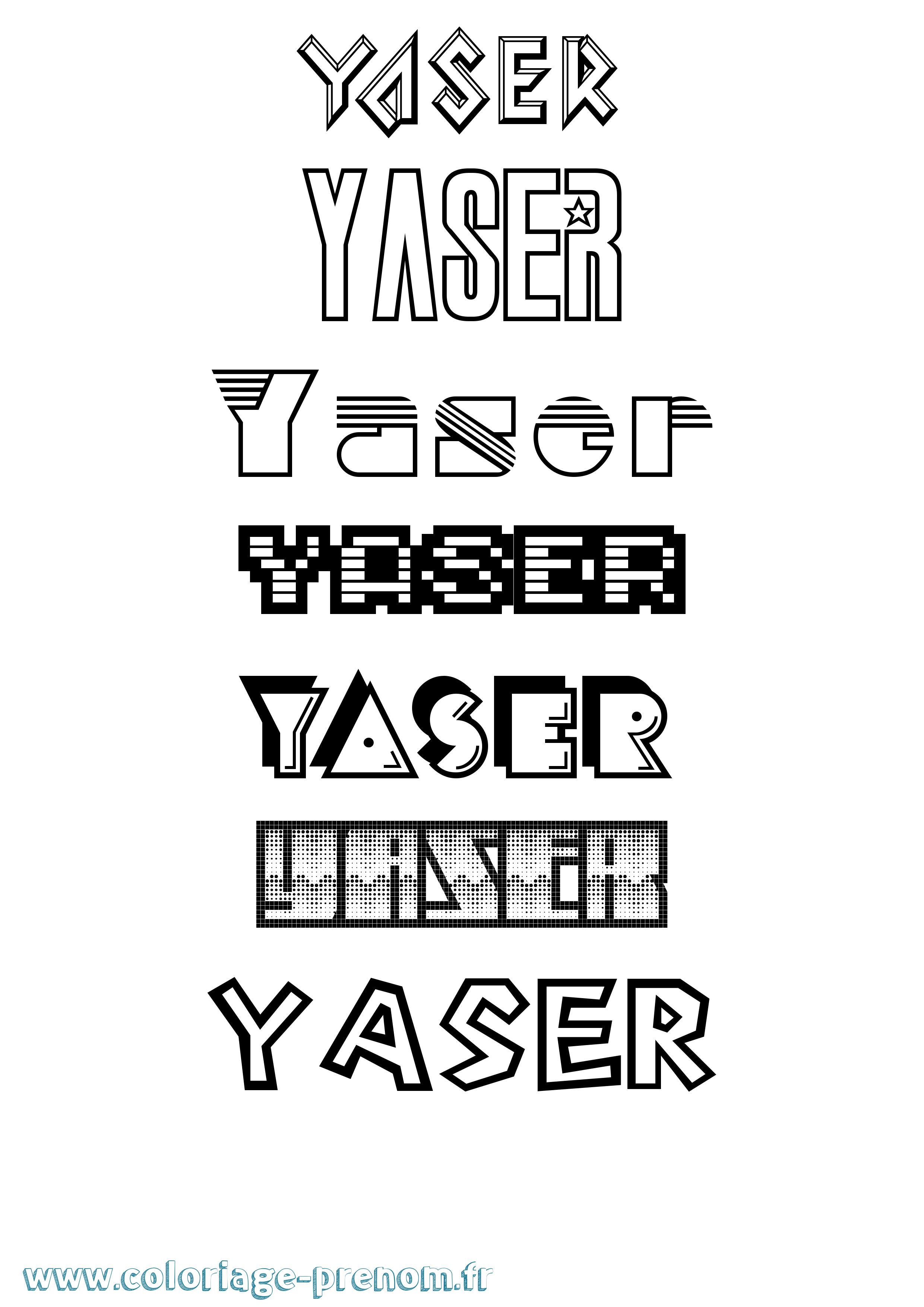 Coloriage Yaser Jeux Vidéos Coloriage prénom Yaser Jeux Vidéos