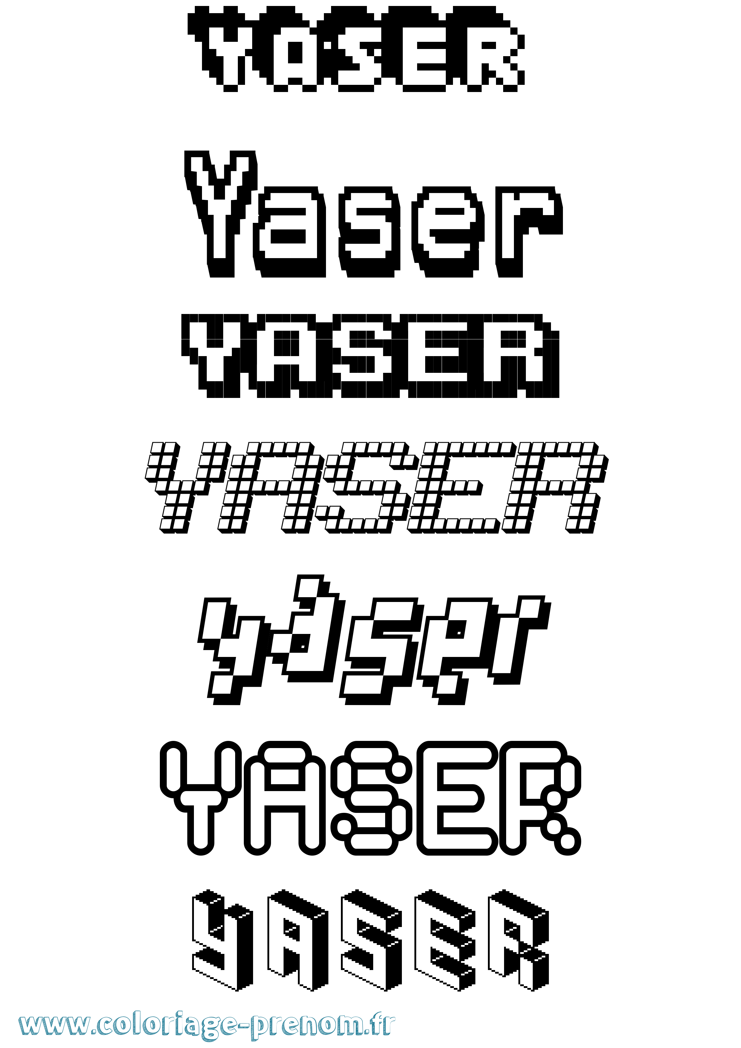 Coloriage Yaser Pixel Coloriage prénom Yaser Pixel