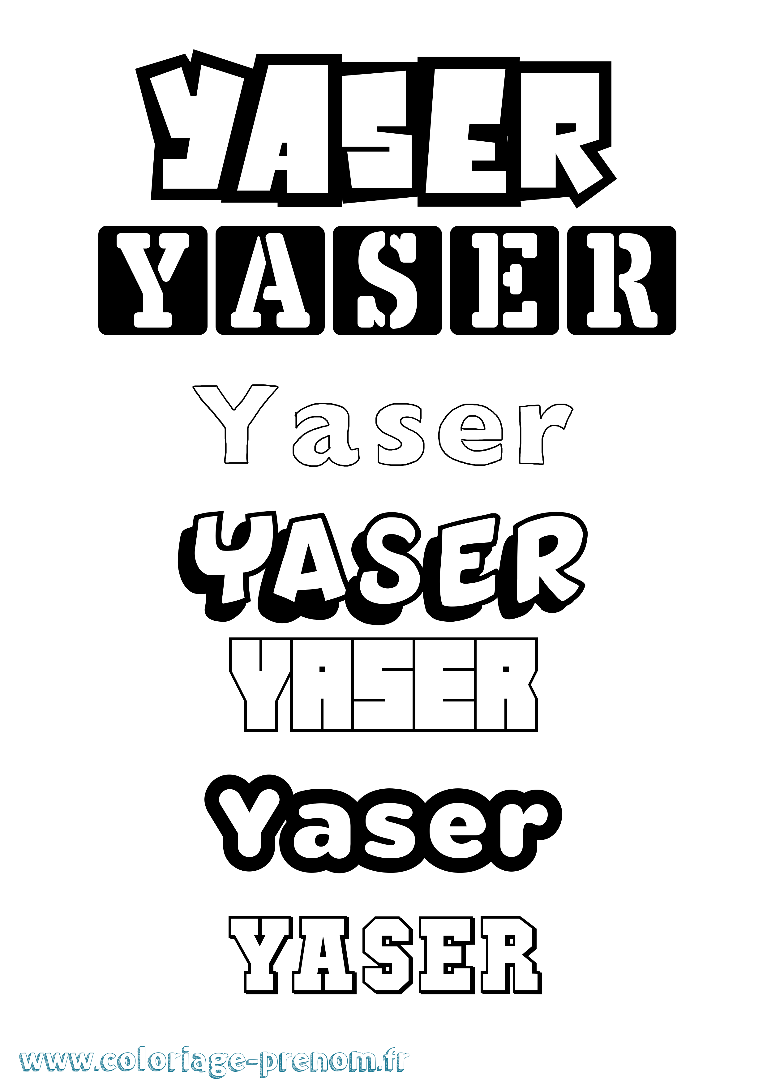 Coloriage Yaser Simple Coloriage prénom Yaser Simple