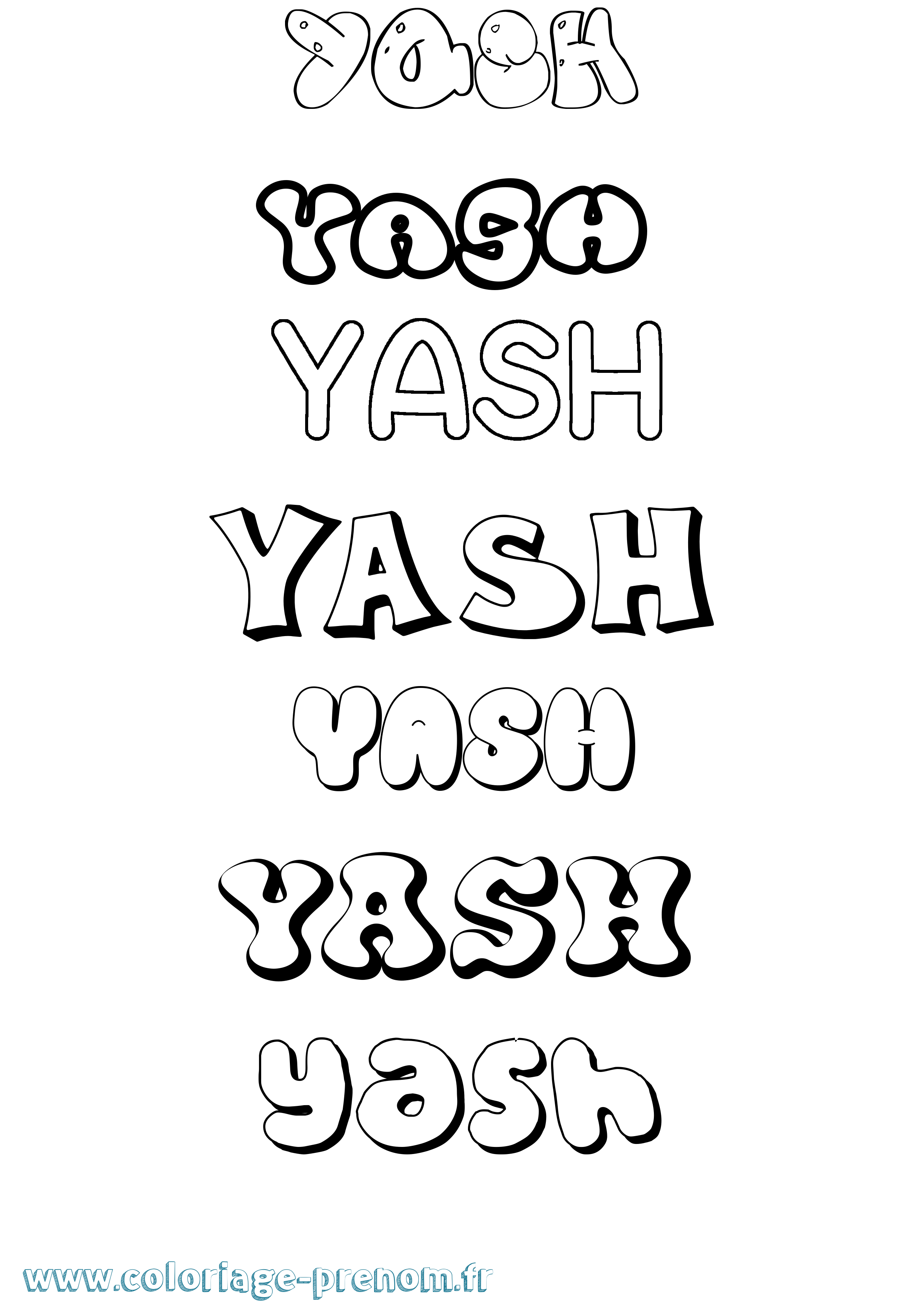 Coloriage Yash Bubble Coloriage prénom Yash Bubble