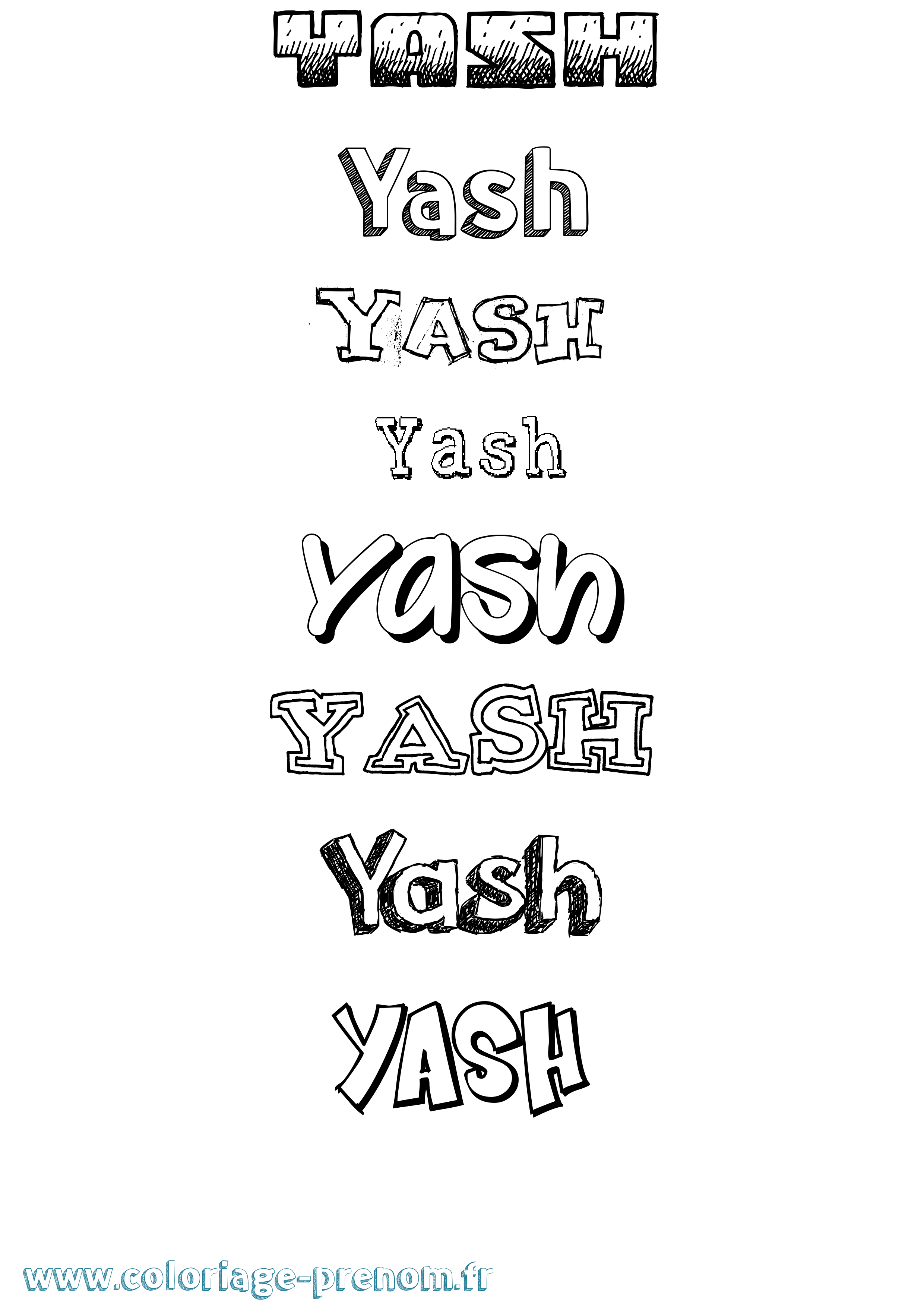 Coloriage Yash Dessiné Coloriage prénom Yash Dessiné
