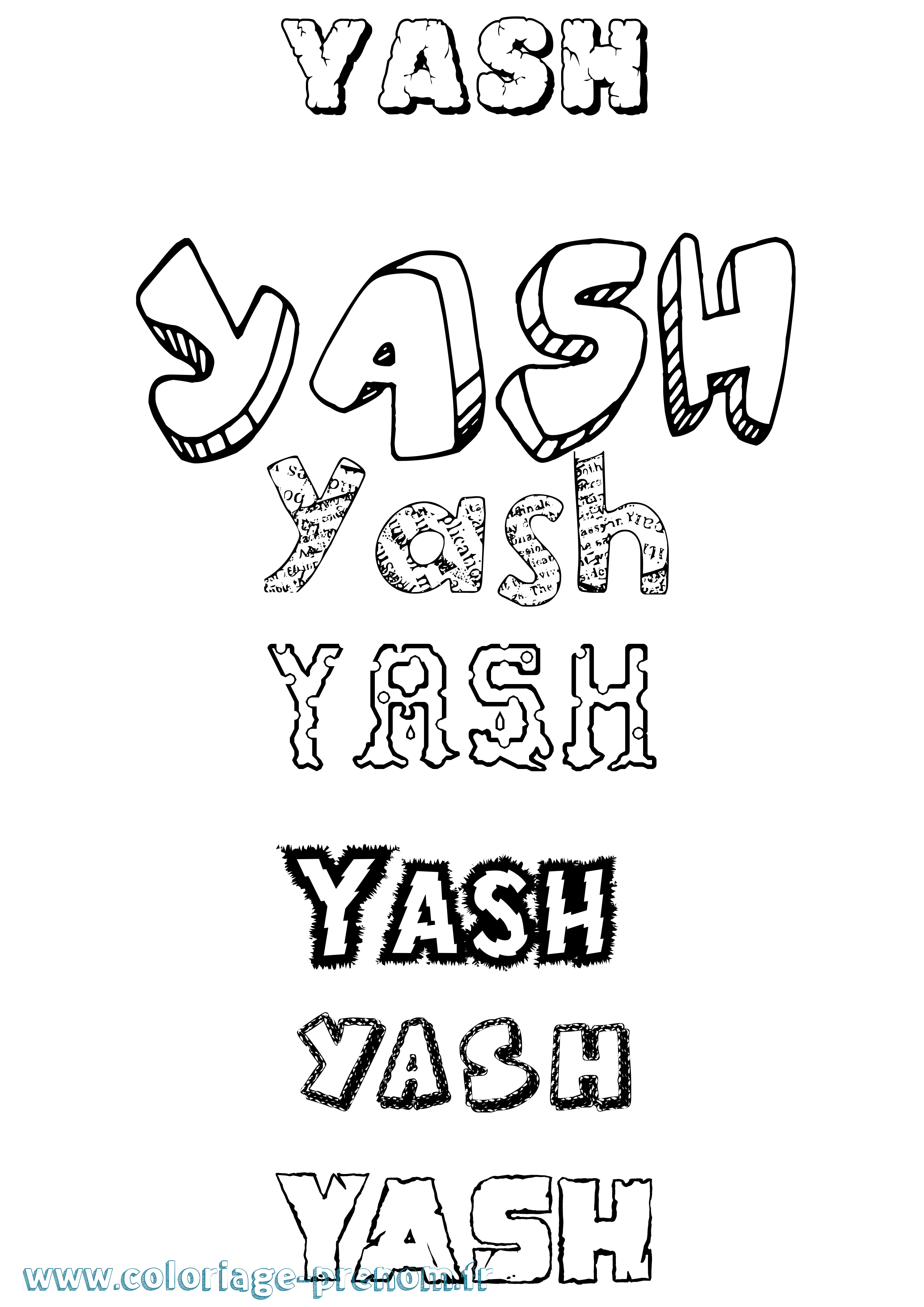 Coloriage Yash Destructuré Coloriage prénom Yash Destructuré