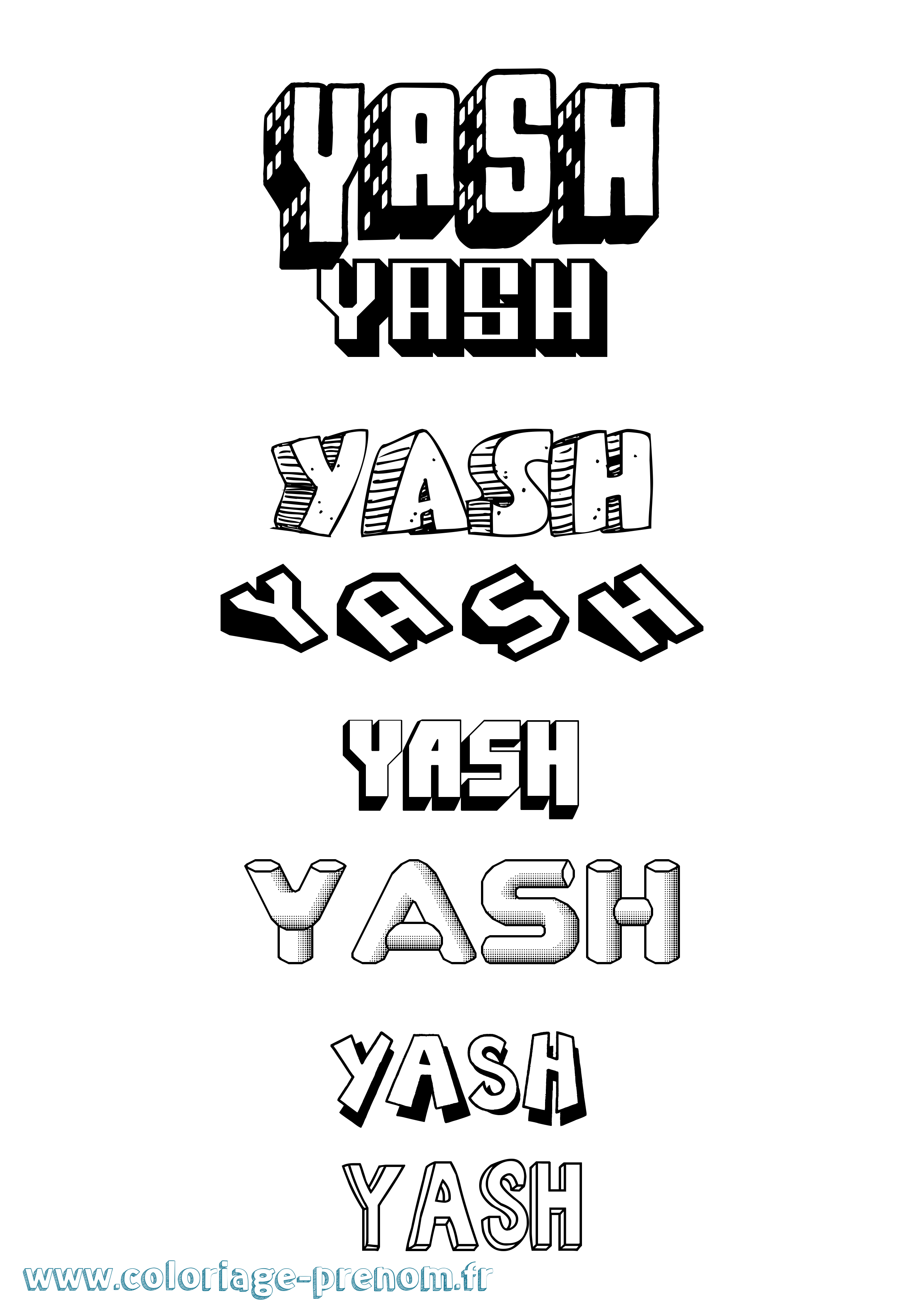 Coloriage Yash Effet 3D Coloriage prénom Yash Effet 3D
