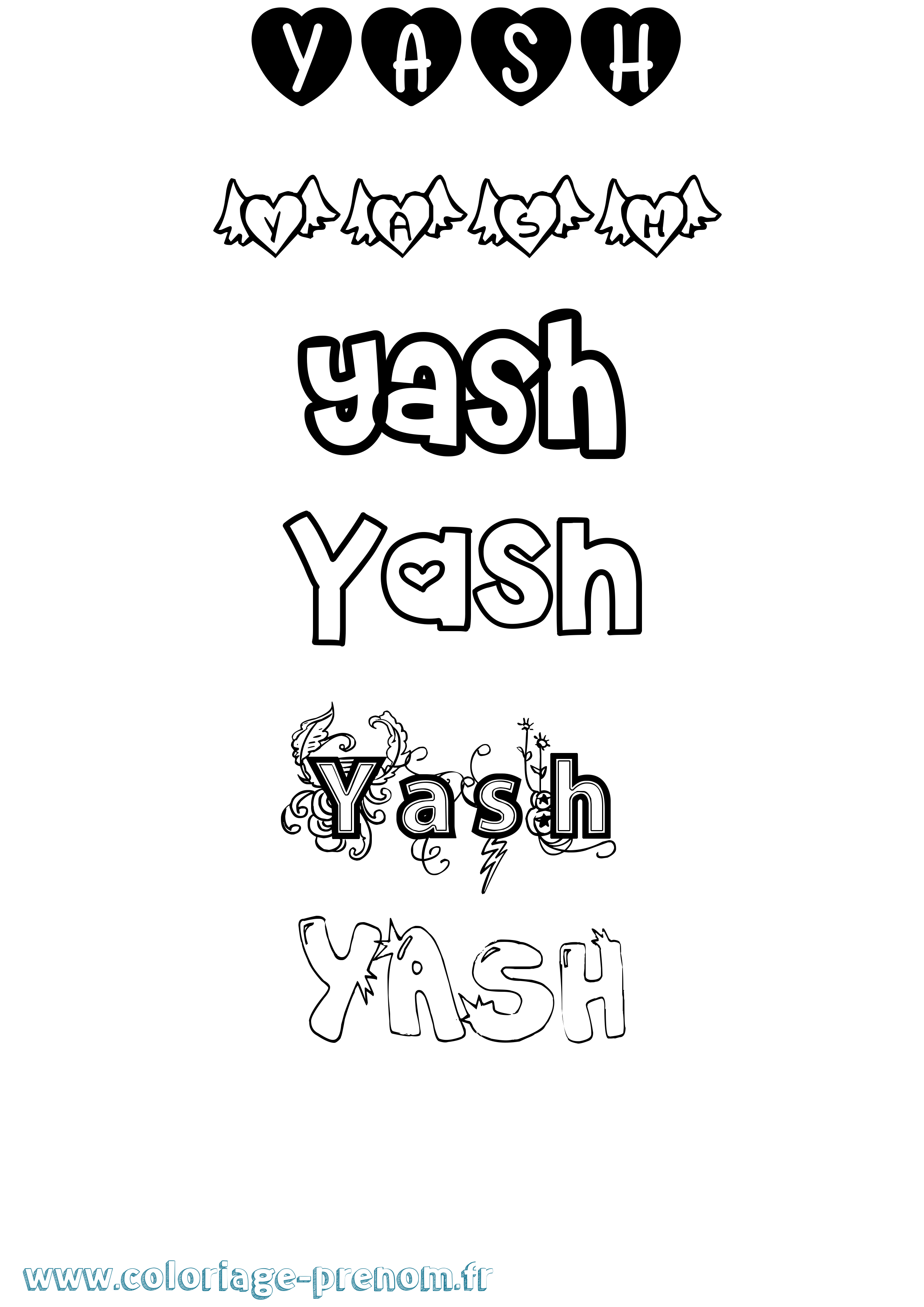 Coloriage Yash Girly Coloriage prénom Yash Girly
