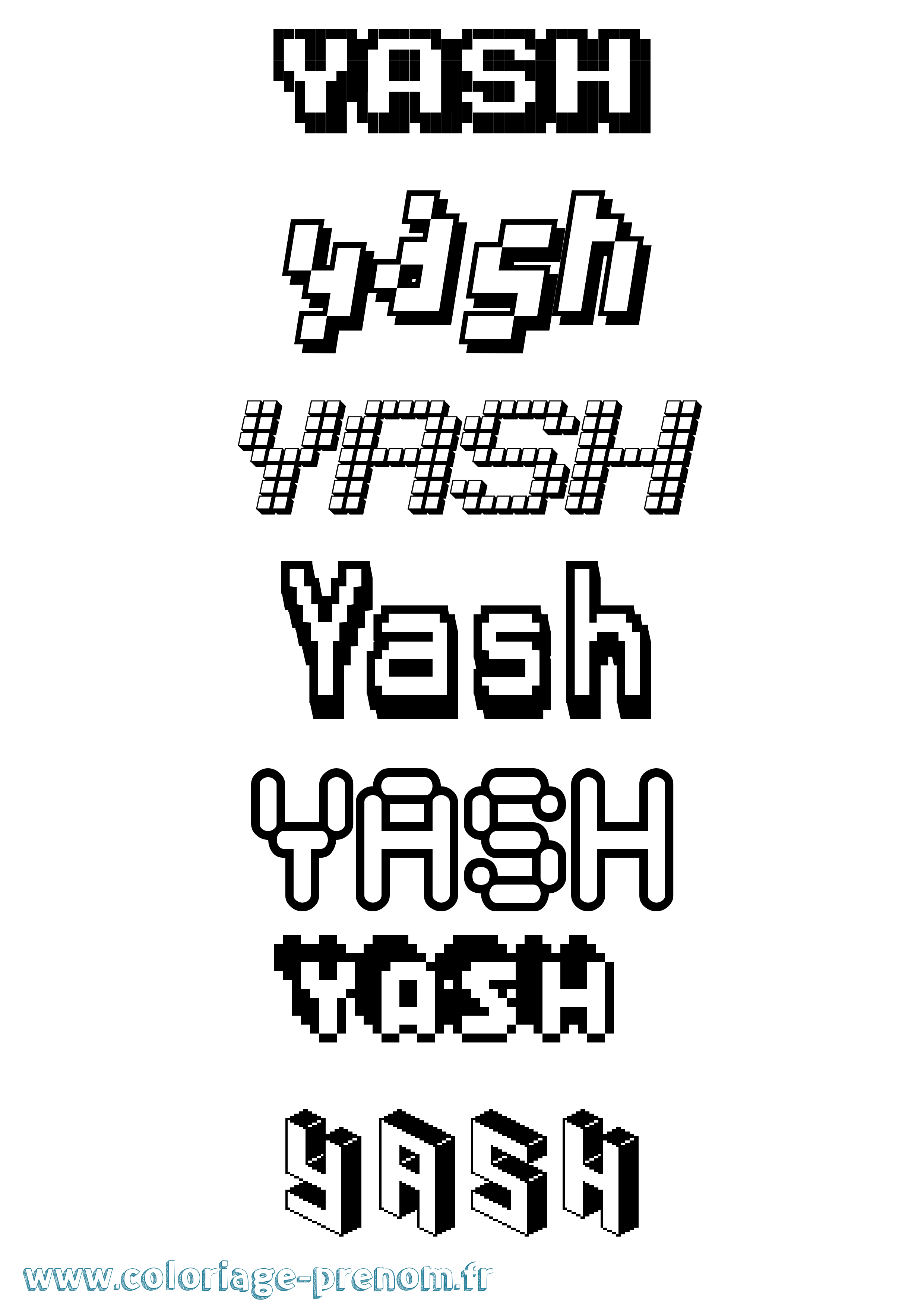 Coloriage Yash Pixel Coloriage prénom Yash Pixel