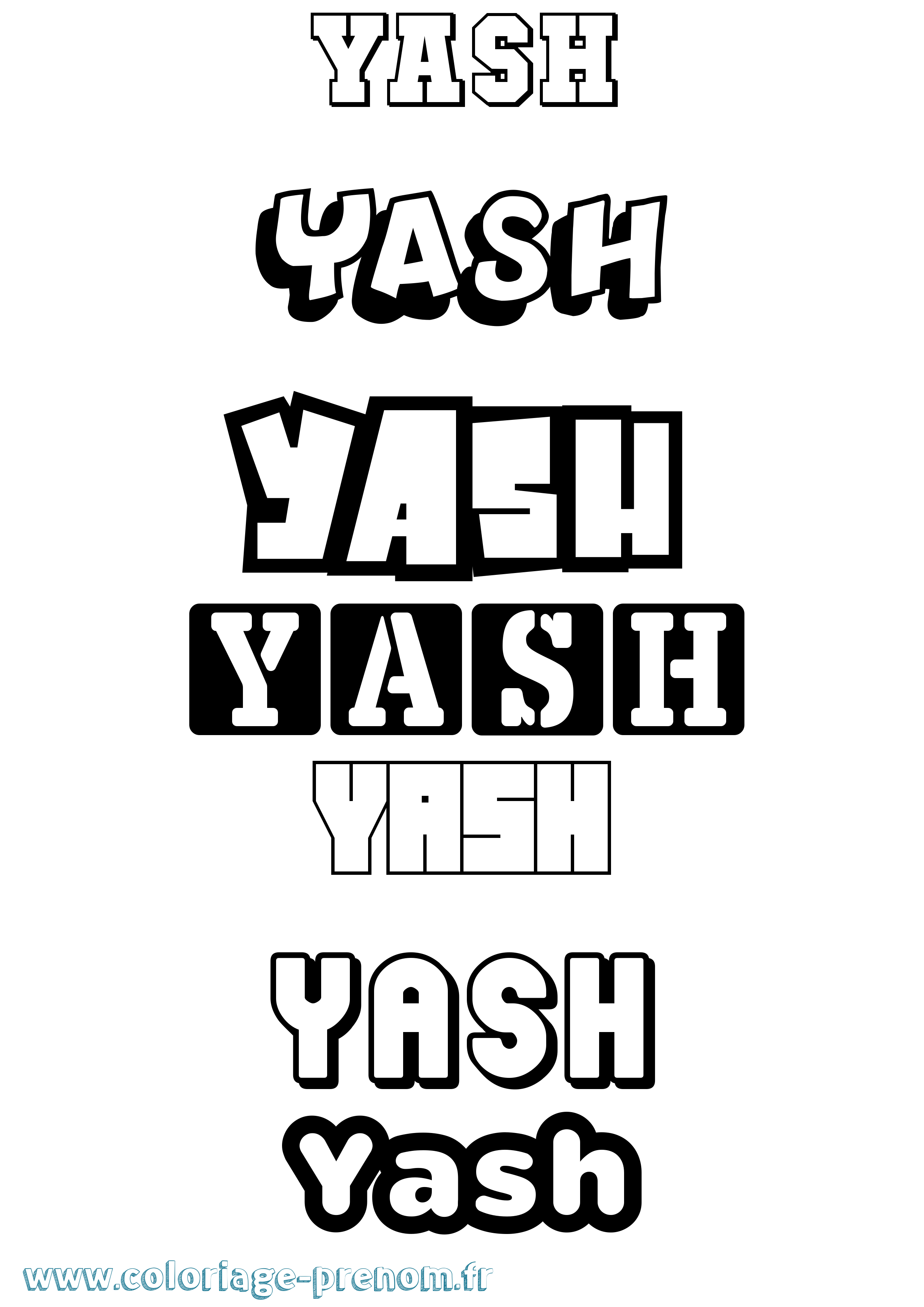 Coloriage Yash Simple Coloriage prénom Yash Simple