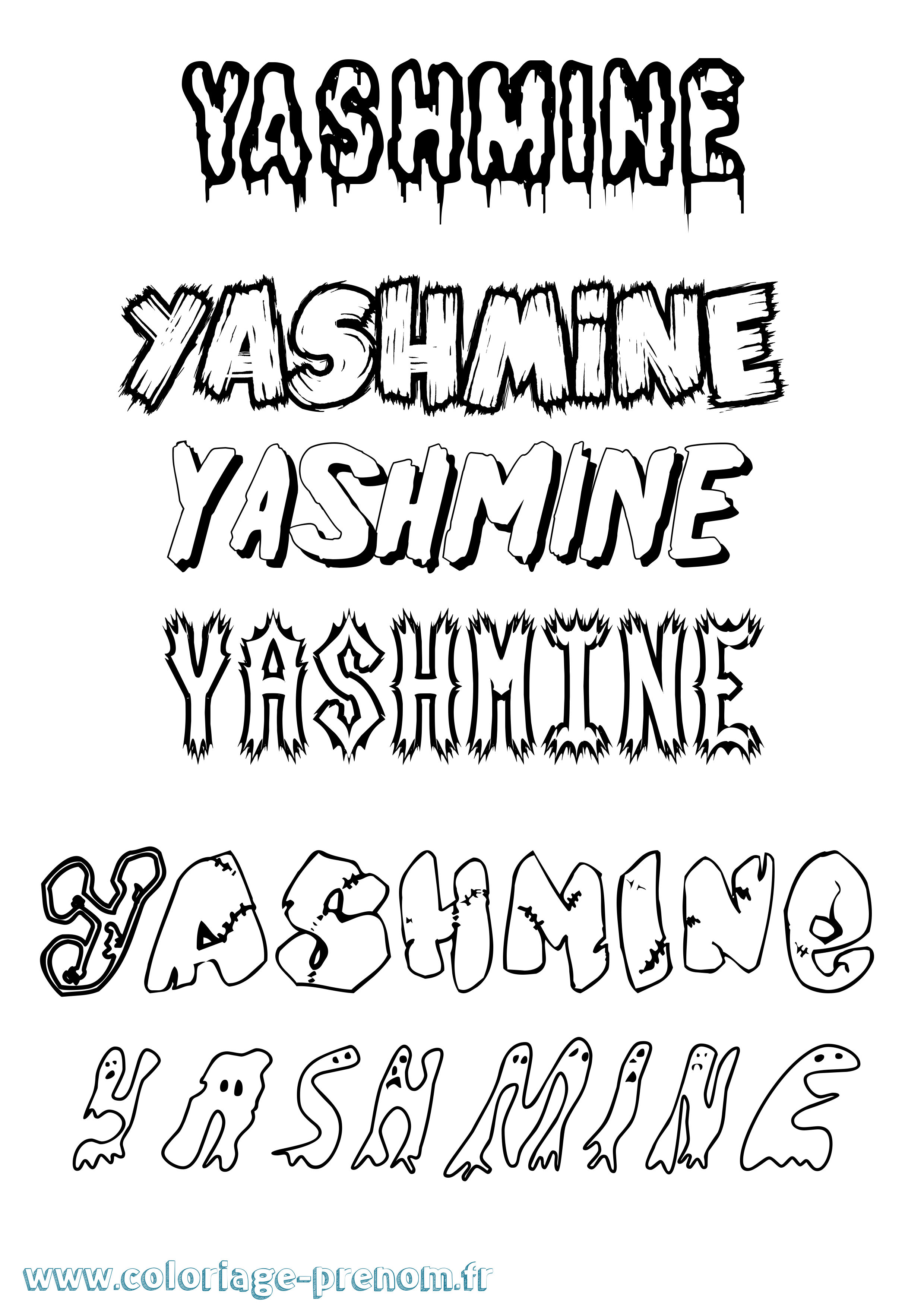 Coloriage Yashmine Frisson Coloriage prénom Yashmine Frisson