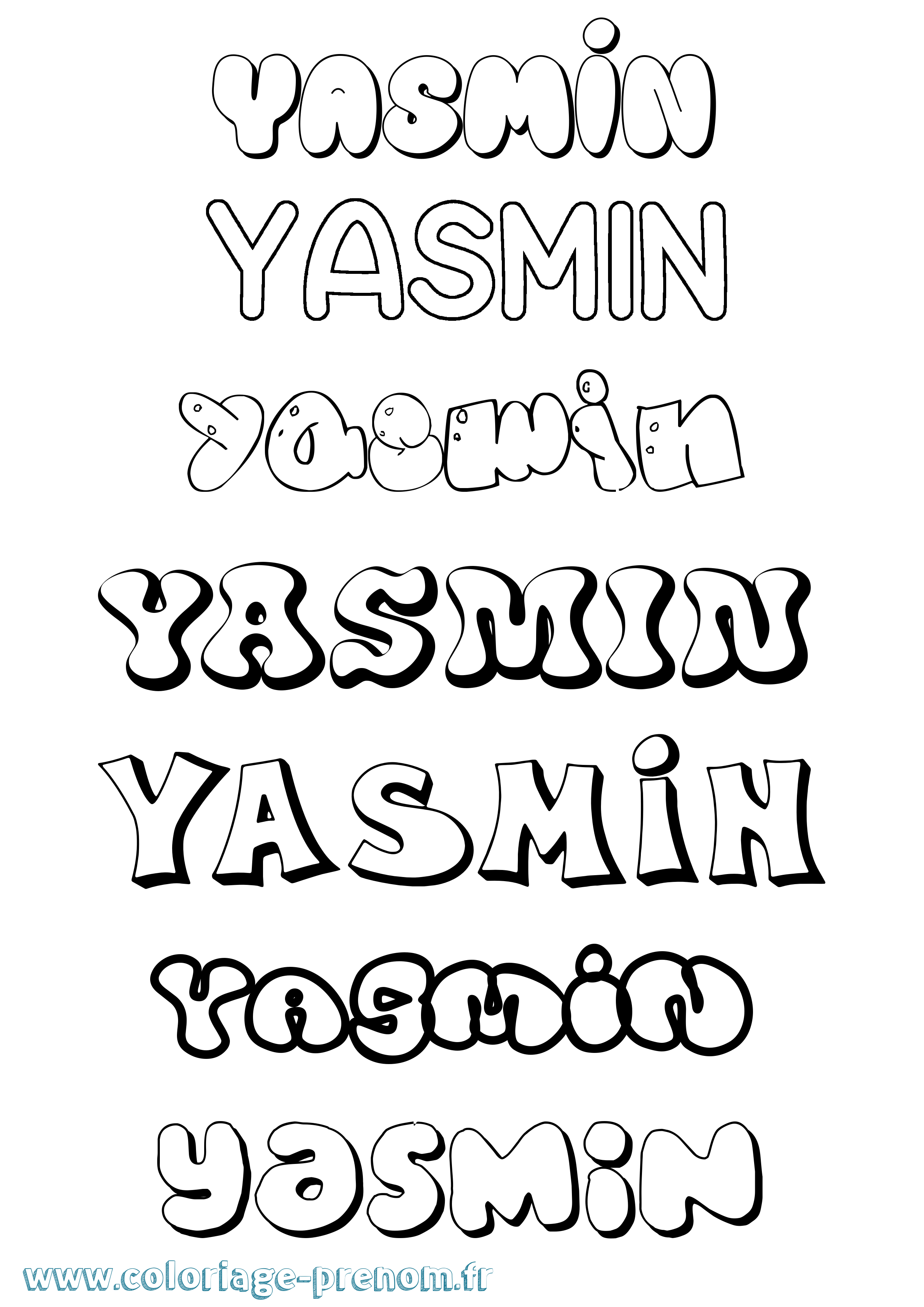 Coloriage Yasmin Bubble Coloriage prénom Yasmin Bubble
