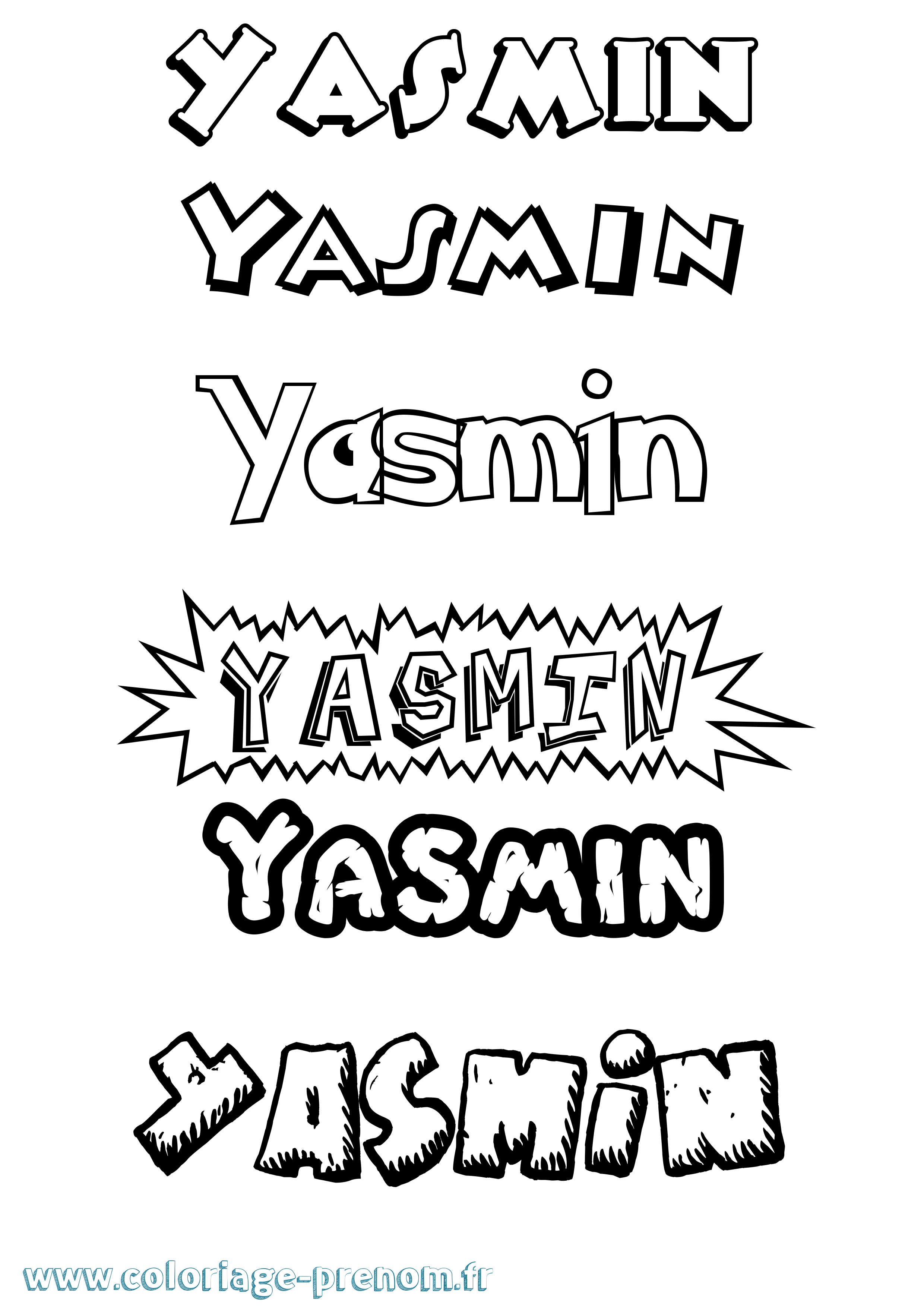 Coloriage Yasmin Dessin Animé Coloriage prénom Yasmin Dessin Animé