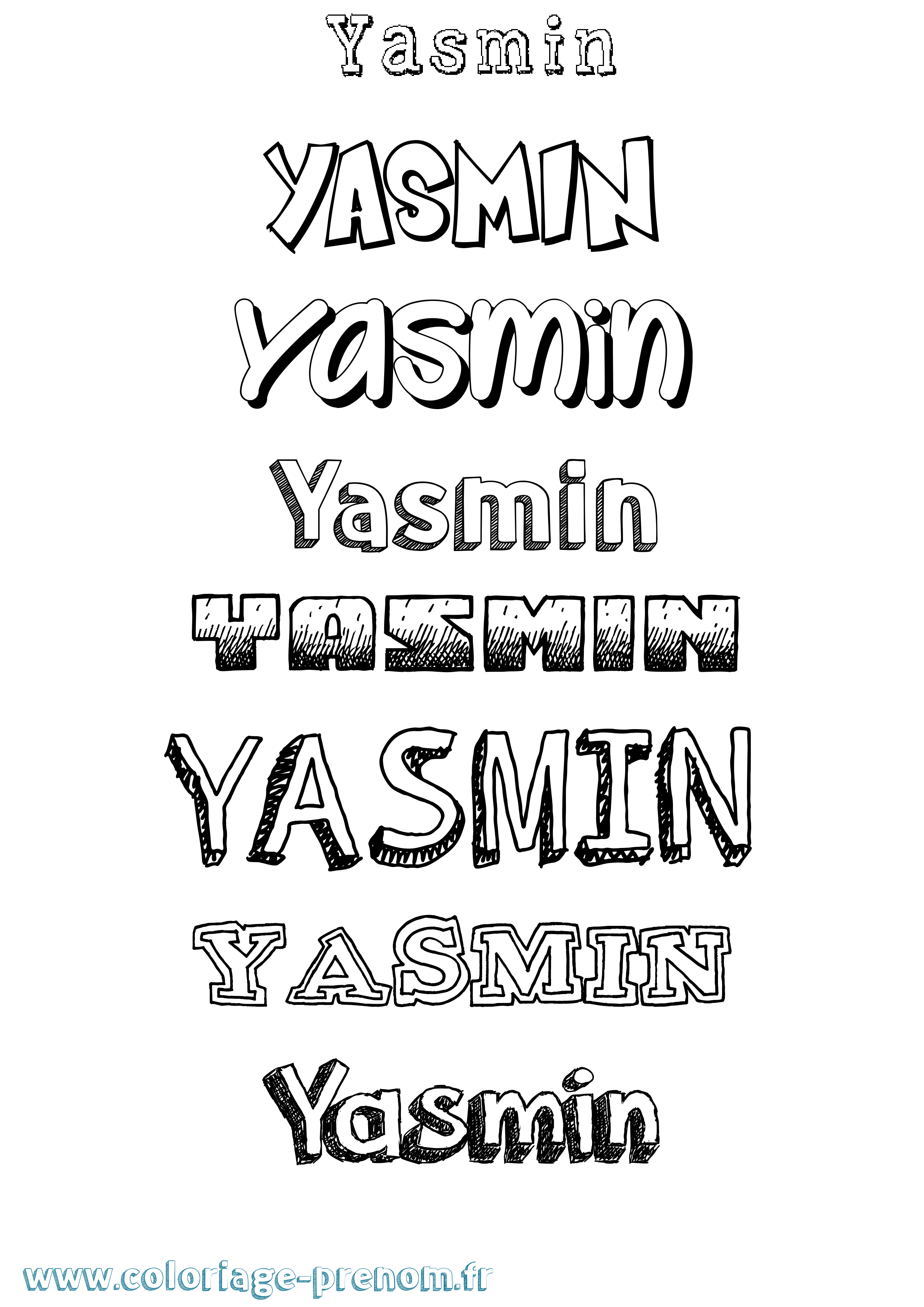 Coloriage Yasmin Dessiné Coloriage prénom Yasmin Dessiné