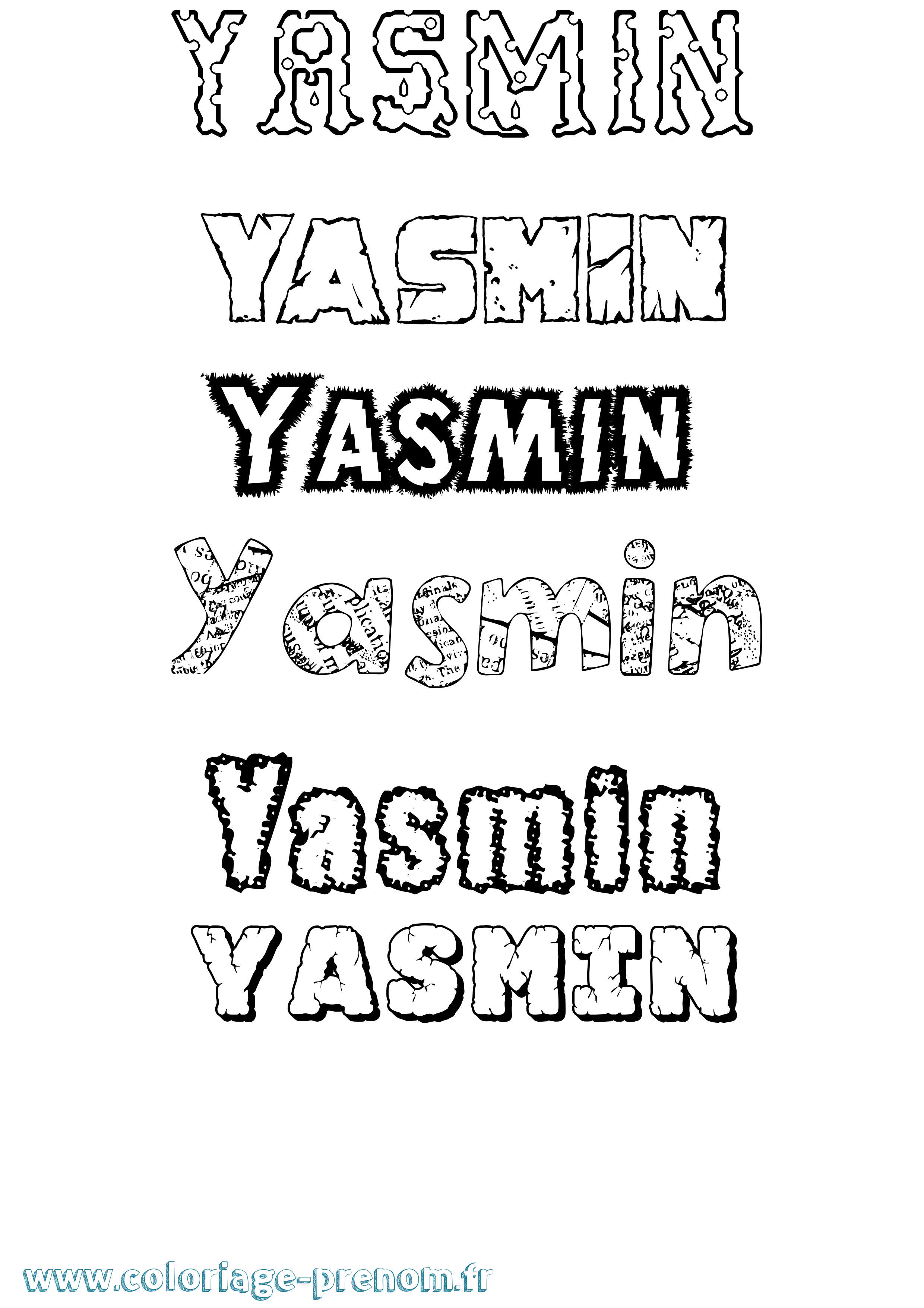 Coloriage Yasmin Destructuré Coloriage prénom Yasmin Destructuré