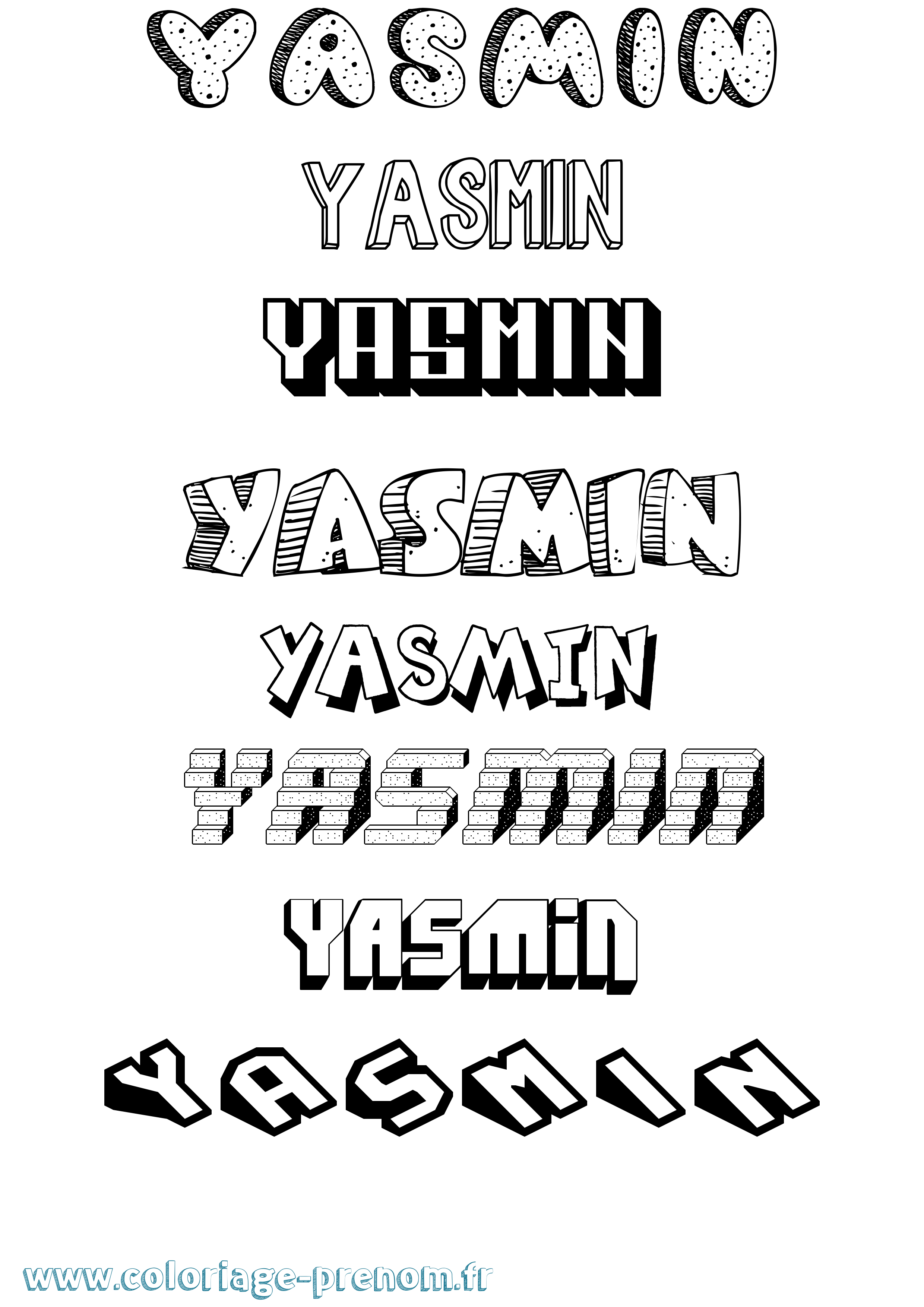 Coloriage Yasmin Effet 3D Coloriage prénom Yasmin Effet 3D