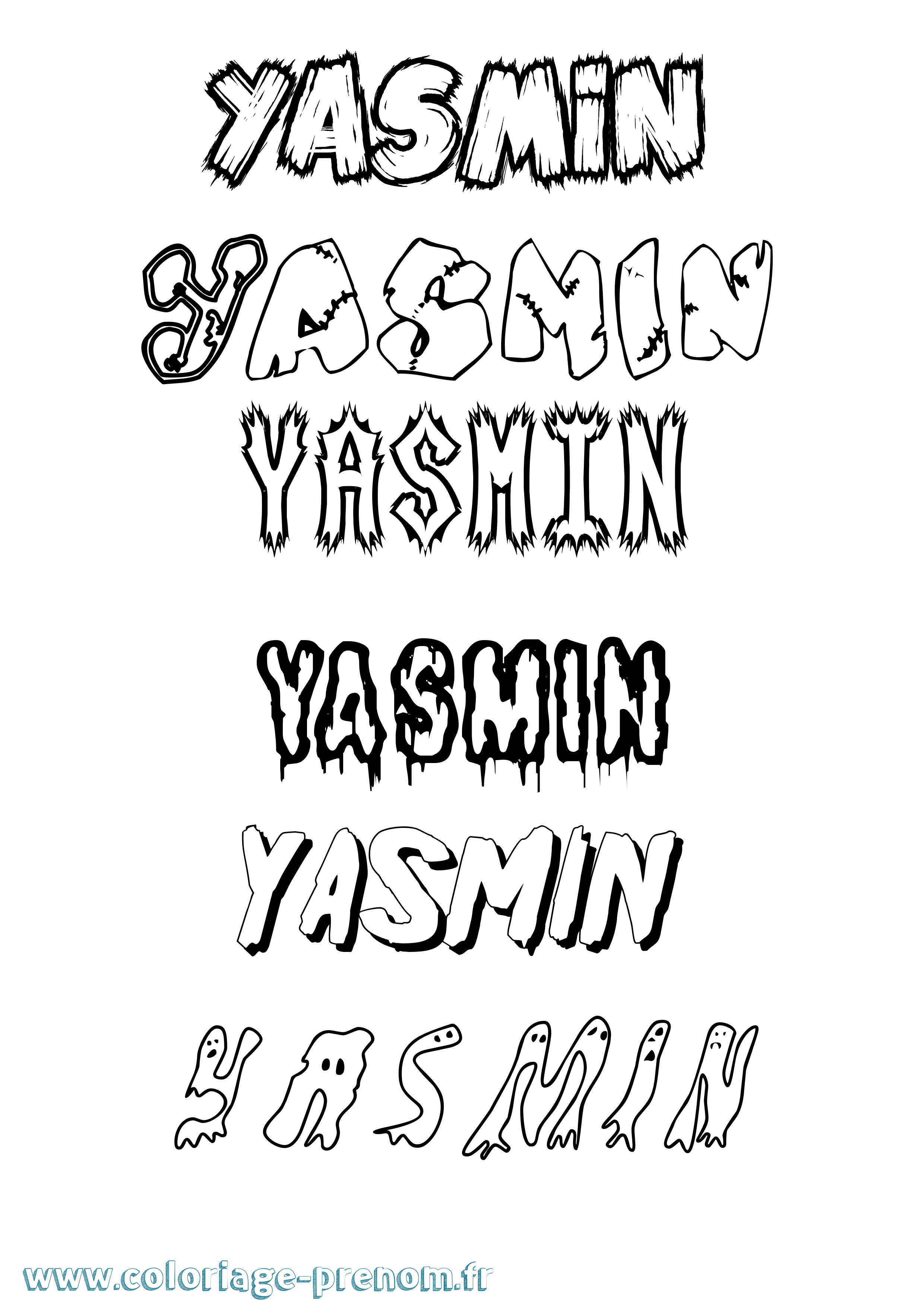 Coloriage Yasmin Frisson Coloriage prénom Yasmin Frisson