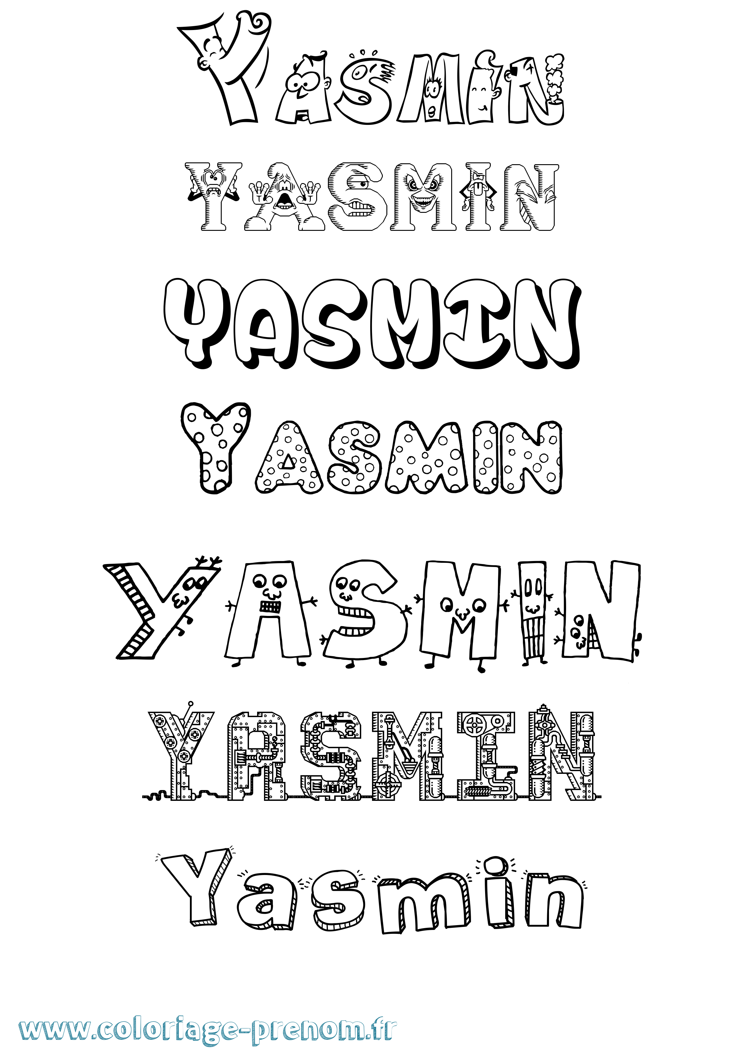 Coloriage Yasmin Fun Coloriage prénom Yasmin Fun