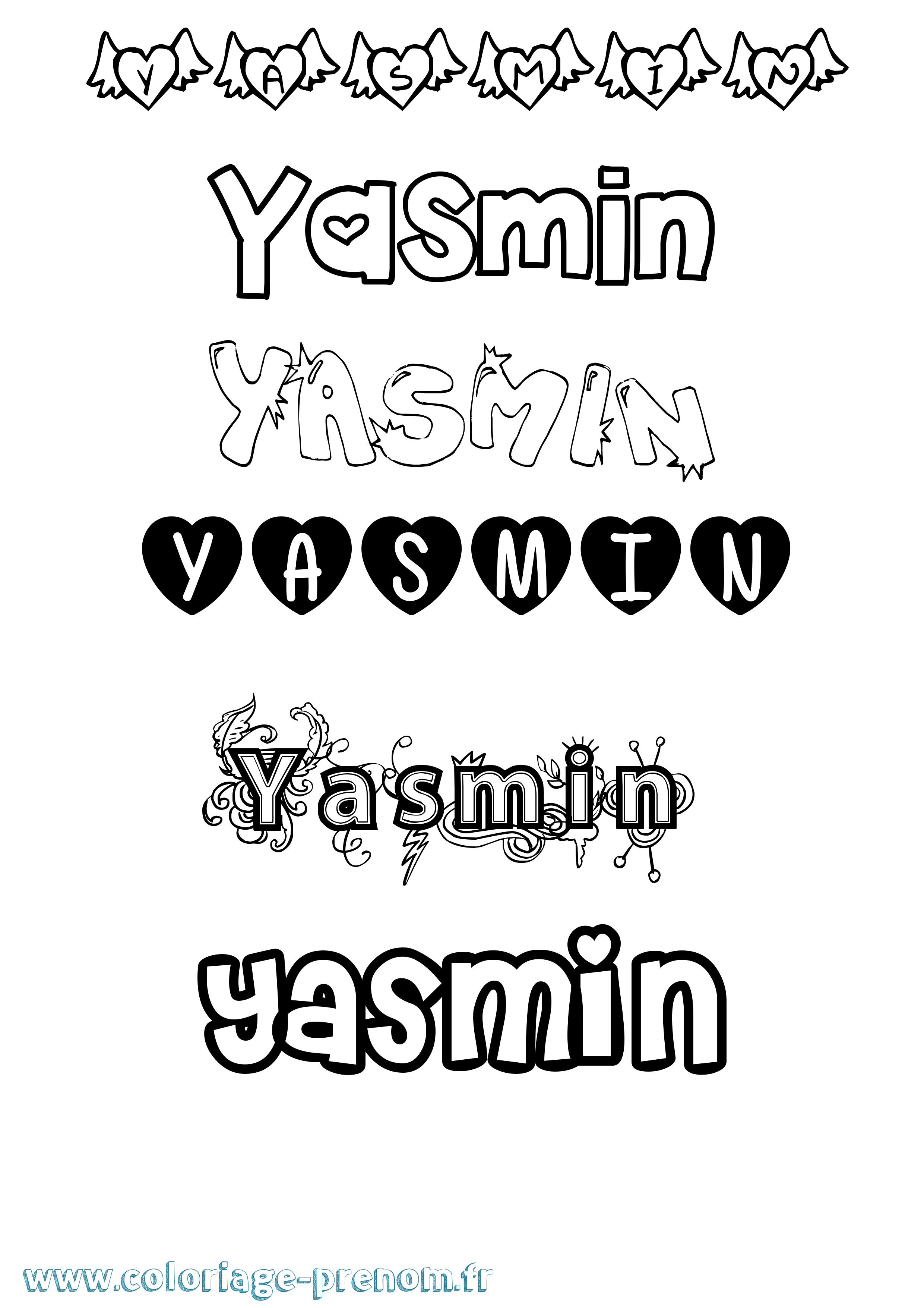 Coloriage Yasmin Girly Coloriage prénom Yasmin Girly