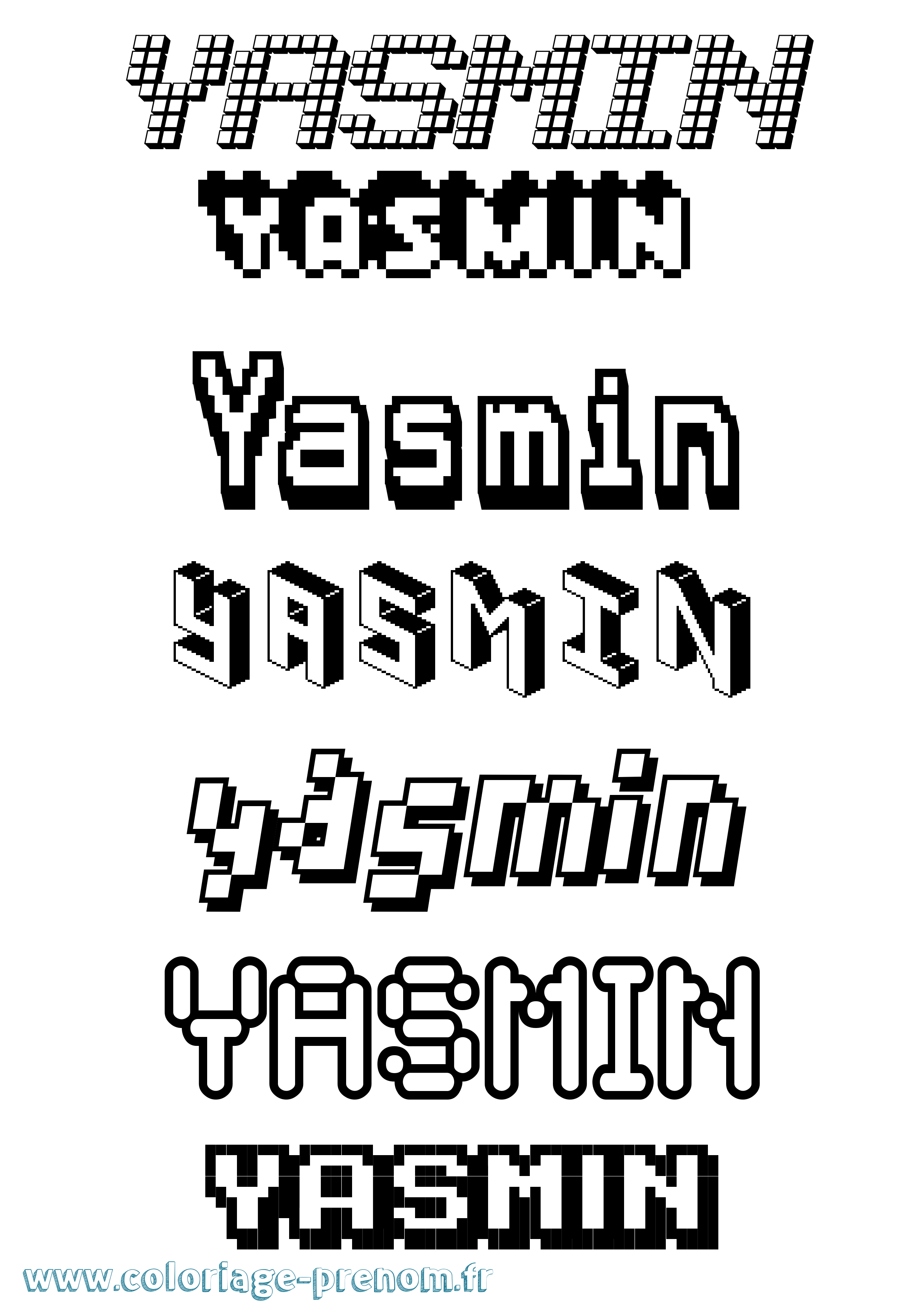 Coloriage Yasmin Pixel Coloriage prénom Yasmin Pixel