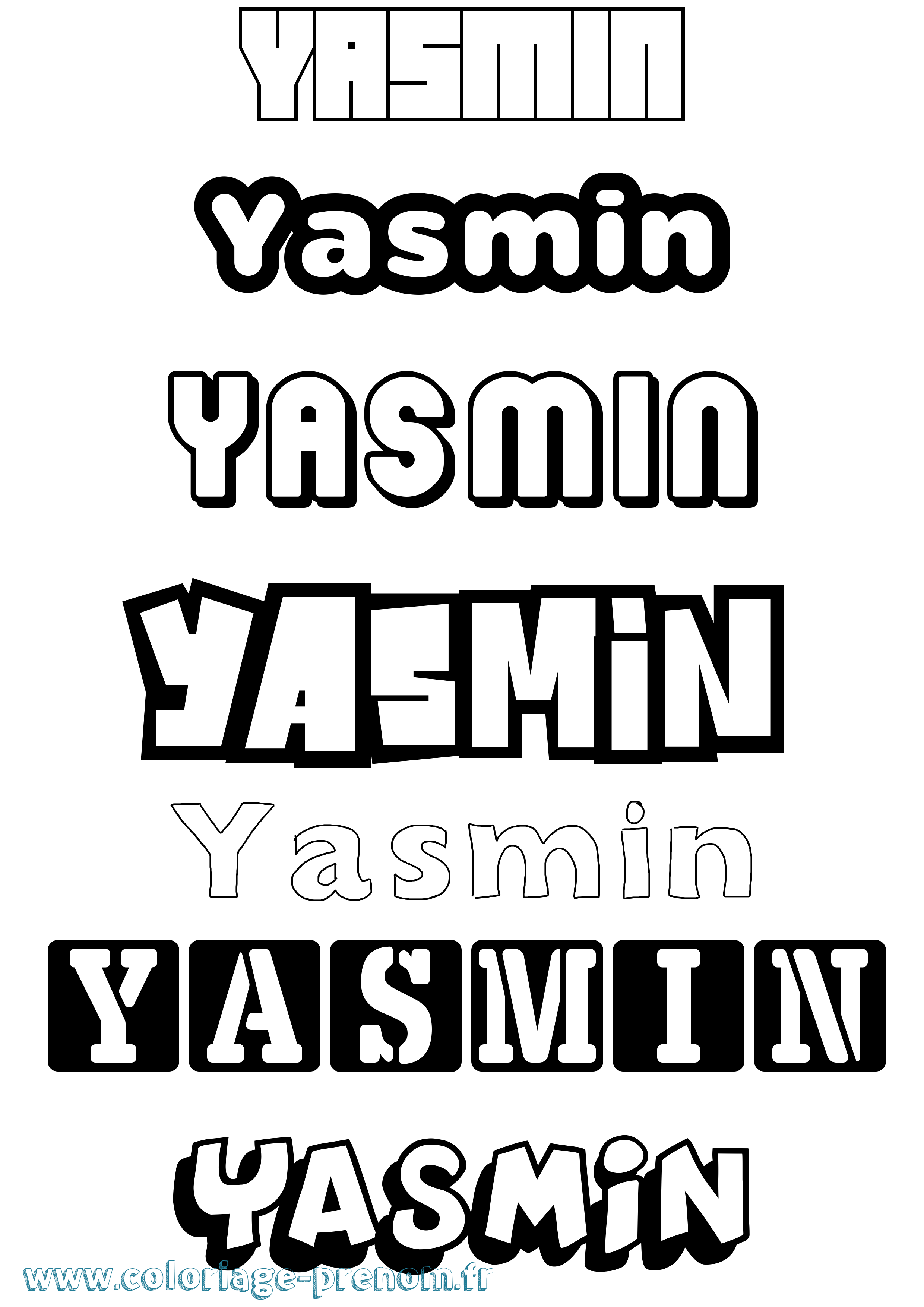 Coloriage Yasmin Simple Coloriage prénom Yasmin Simple