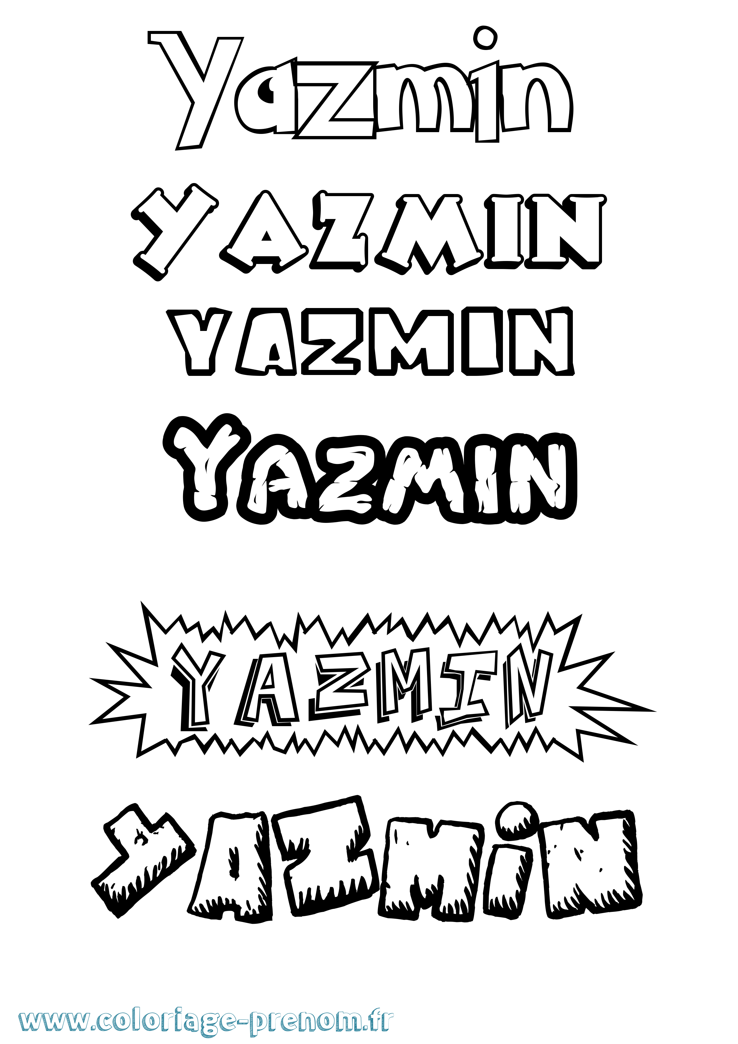 Coloriage Yazmin Dessin Animé Coloriage prénom Yazmin Dessin Animé