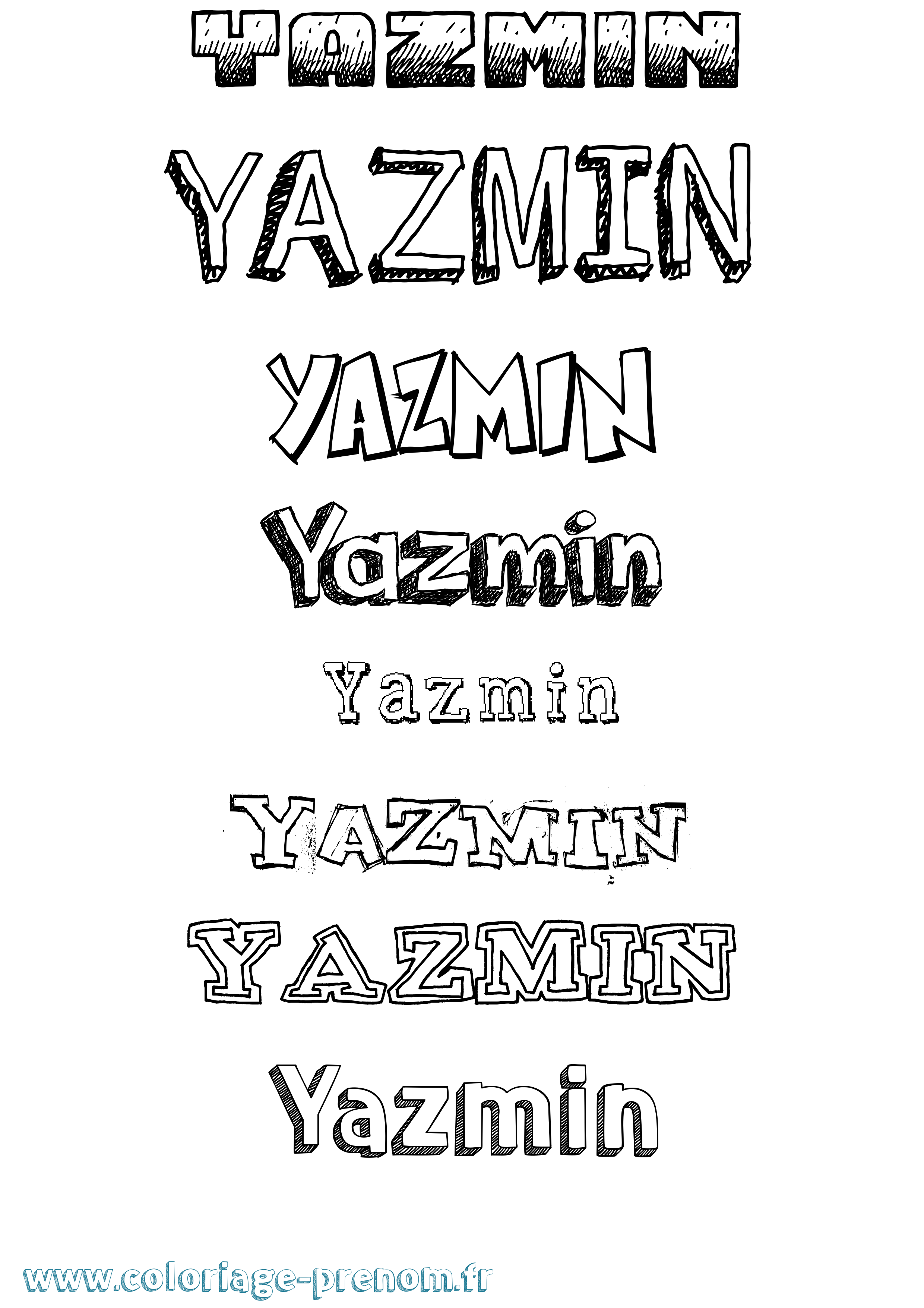 Coloriage Yazmin Dessiné Coloriage prénom Yazmin Dessiné